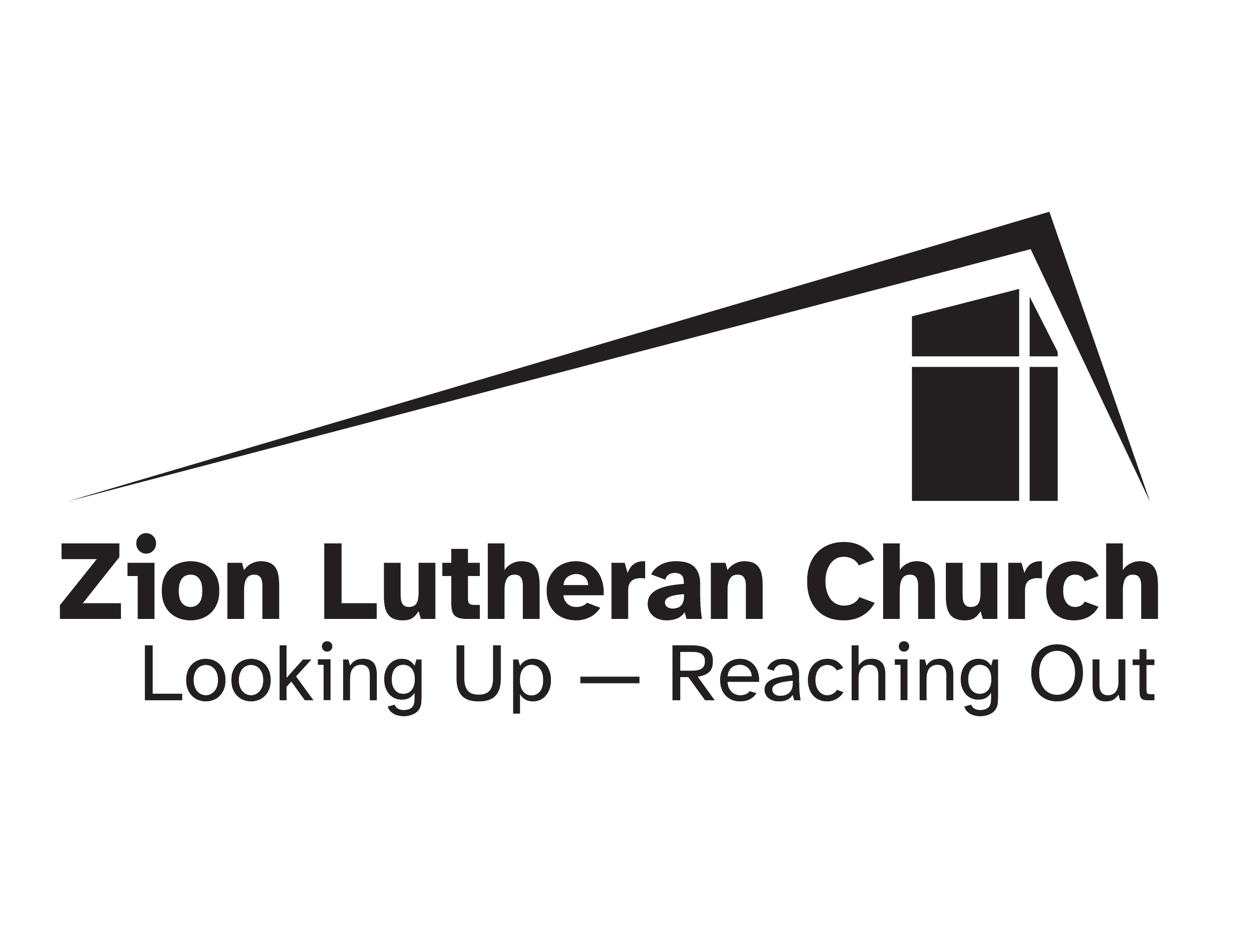 Logo for Zion Lutheran Church with the text "Looking Up - Reaching Out" beneath it.