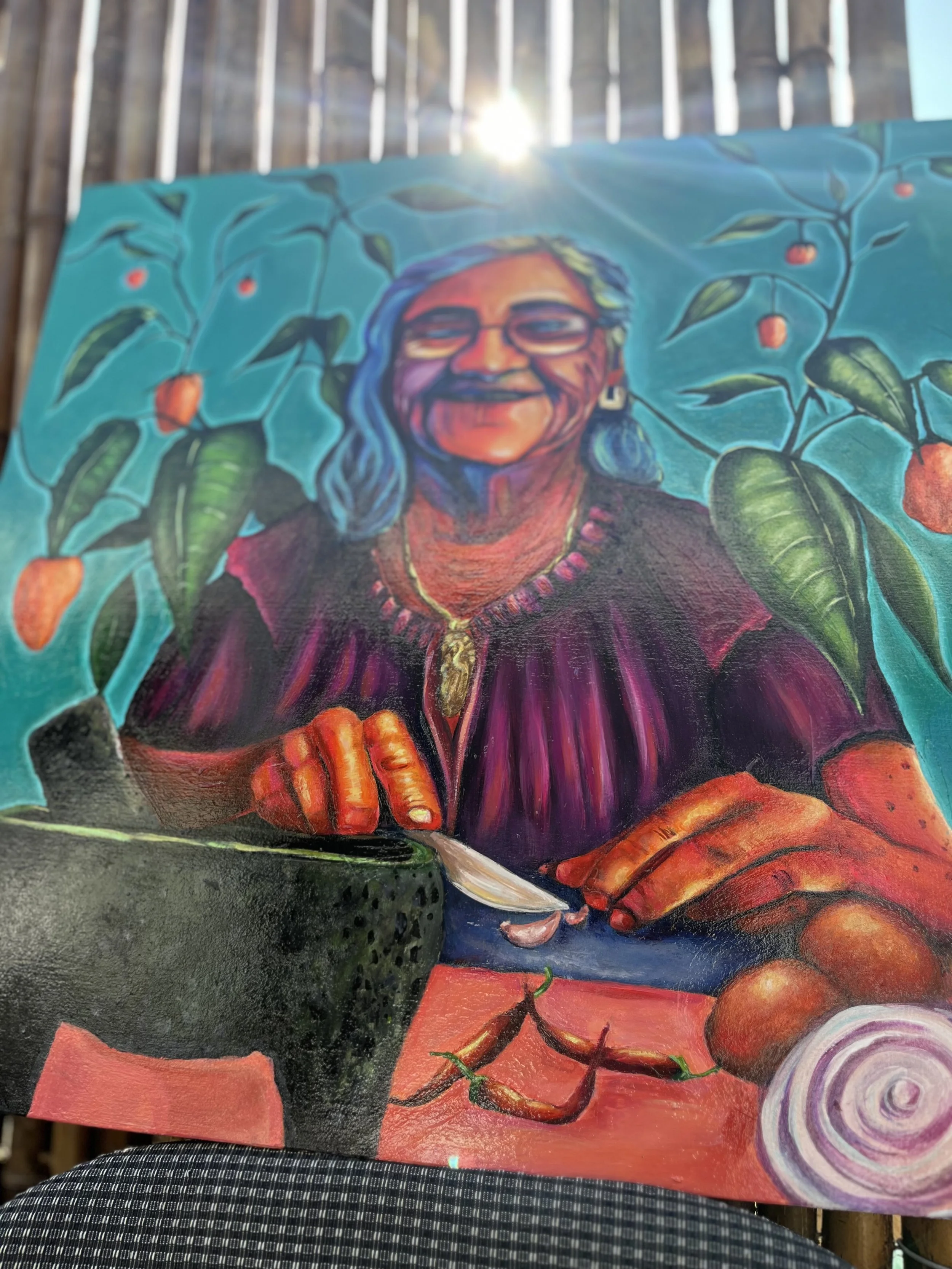 Abuelita, oil on wood panel 