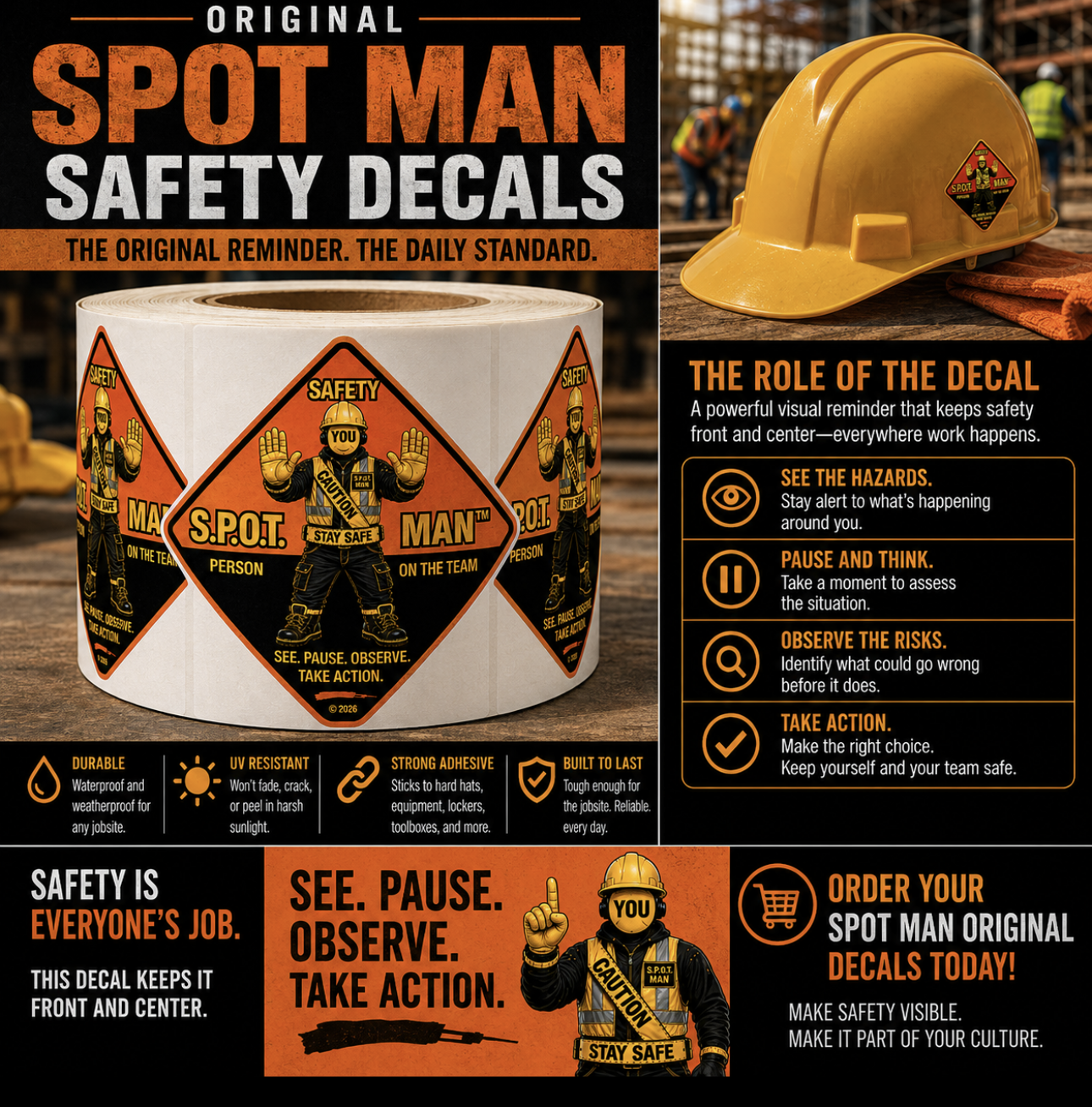 S.P.O.T-MAN™ Original Hard Hat Decals (2"x2")