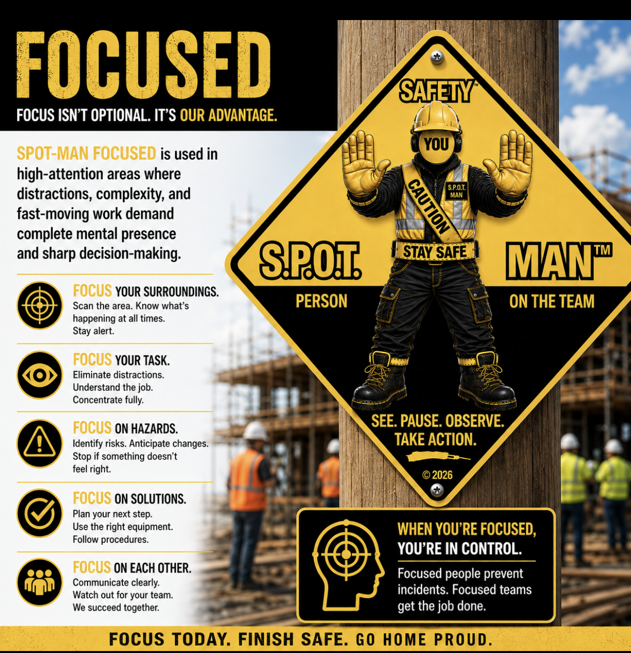 Focused  S.P.O.T.-MAN Safety Sign