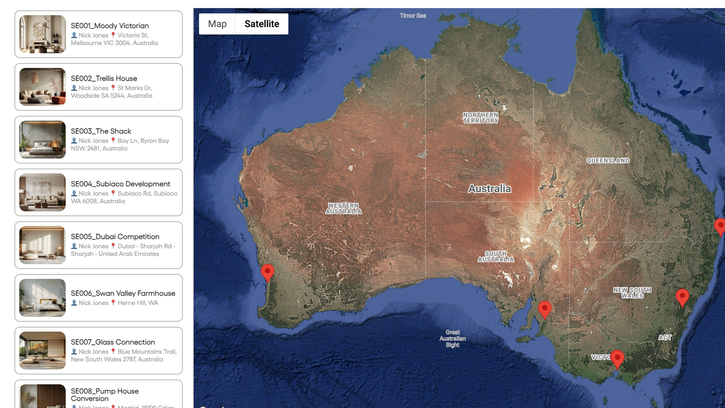 Studio Manager Project Map - global project location tracking for design studios