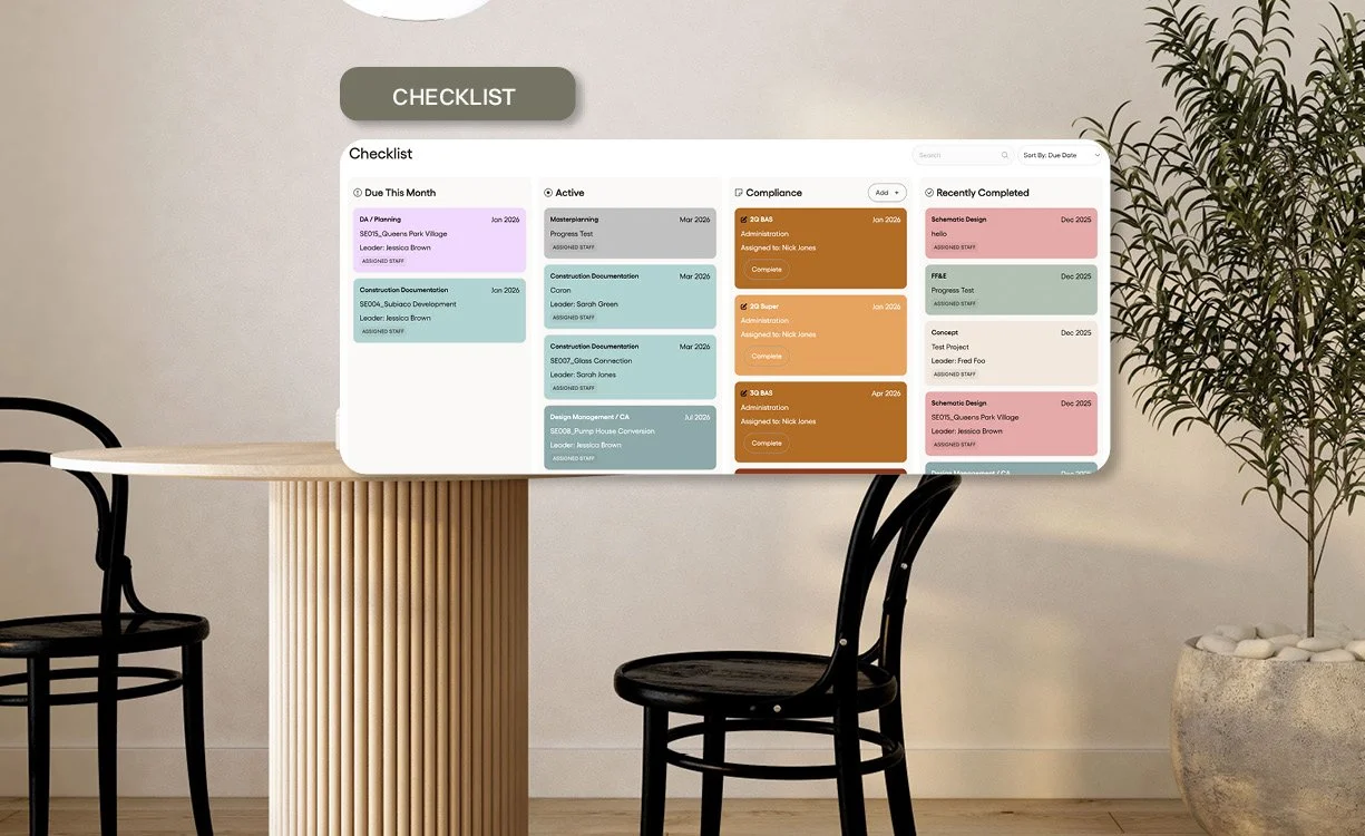 Studio Manager Checklist - milestone and phase tracking for architecture projects