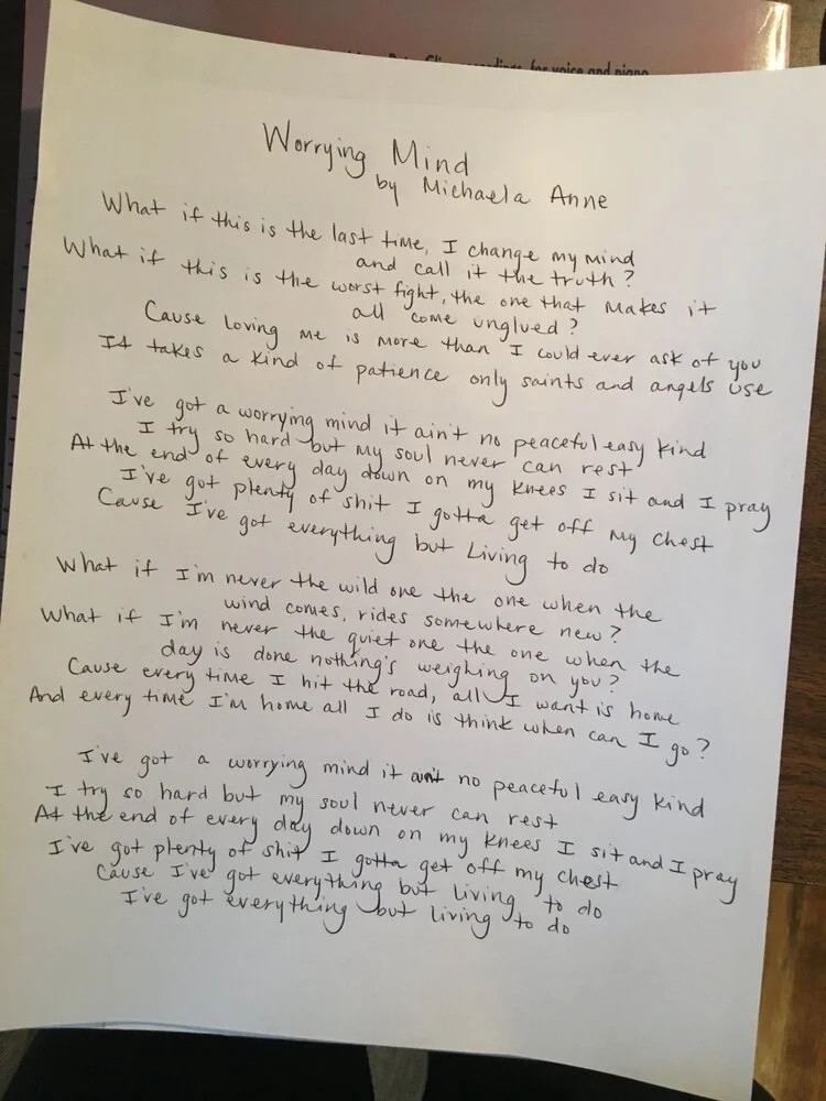 Handwritten Lyric Sheet