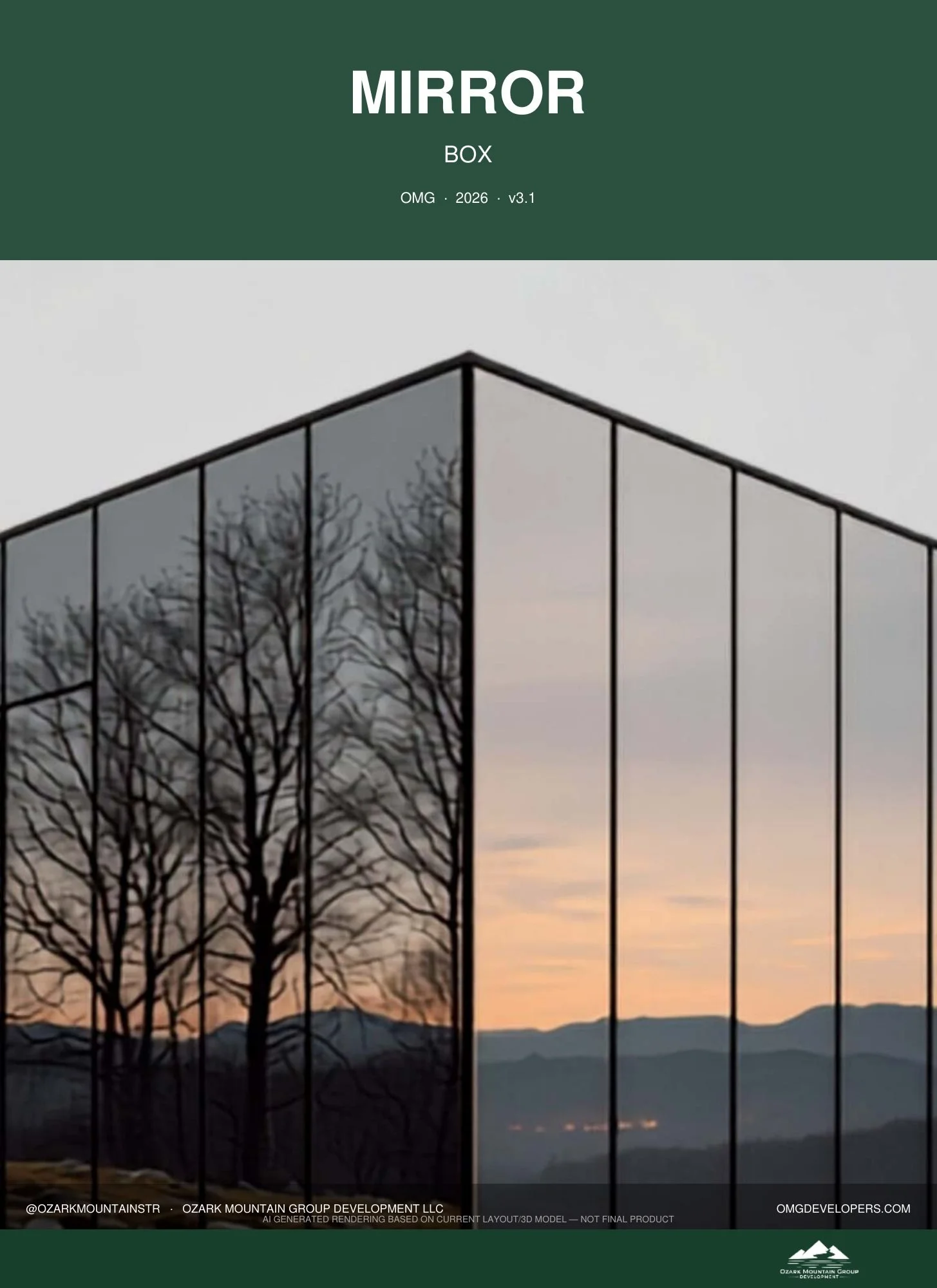 MIRROR BOX — 1 bed / 1 bath · 648 sf. Exclusive-market plan, preview only. Conceptual rendering. Final design may vary.