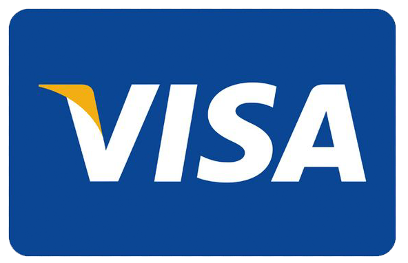 VISA credit card logo on a blue background.