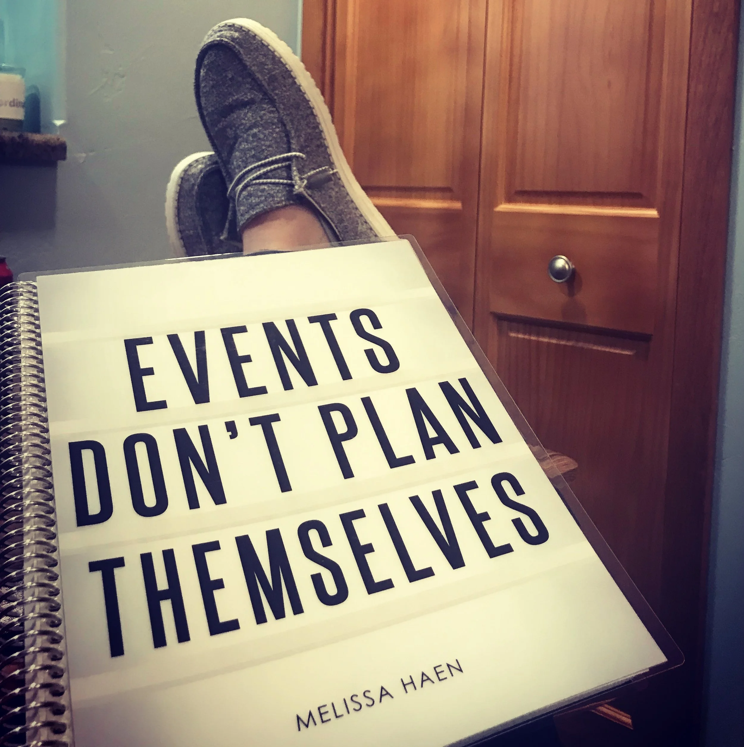 Notebook that says Events Don't Plan Themselves