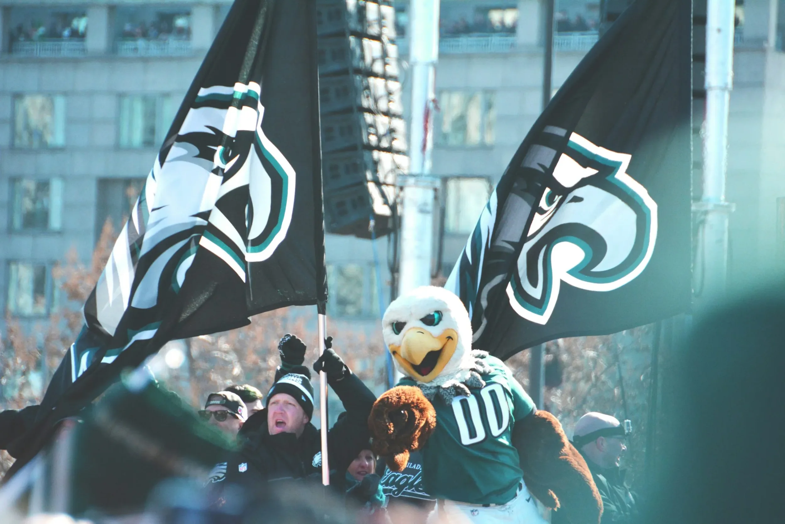 Eagles Mascot pointing to the crowd