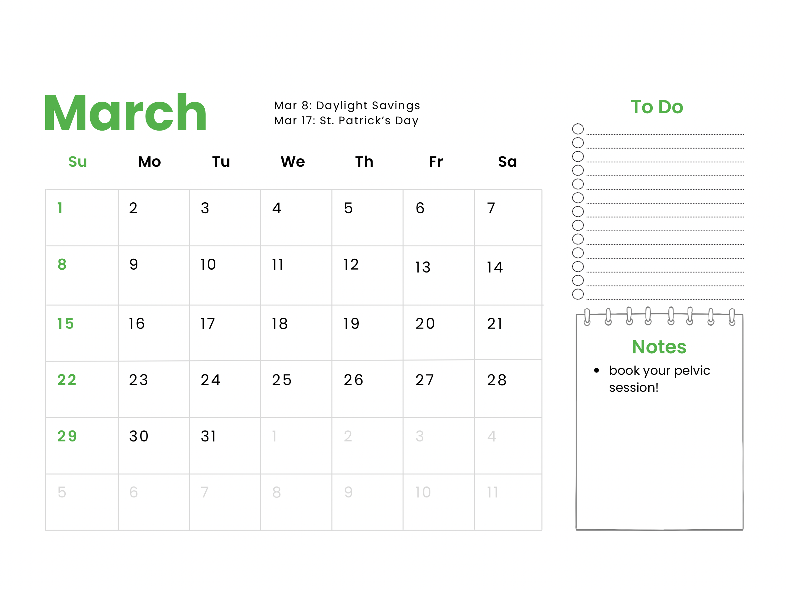 NEW SIZE Physio Rehab Group 2026 Calendar - DEC25 by Tiana (8 x 6 in) - March Calendar.png