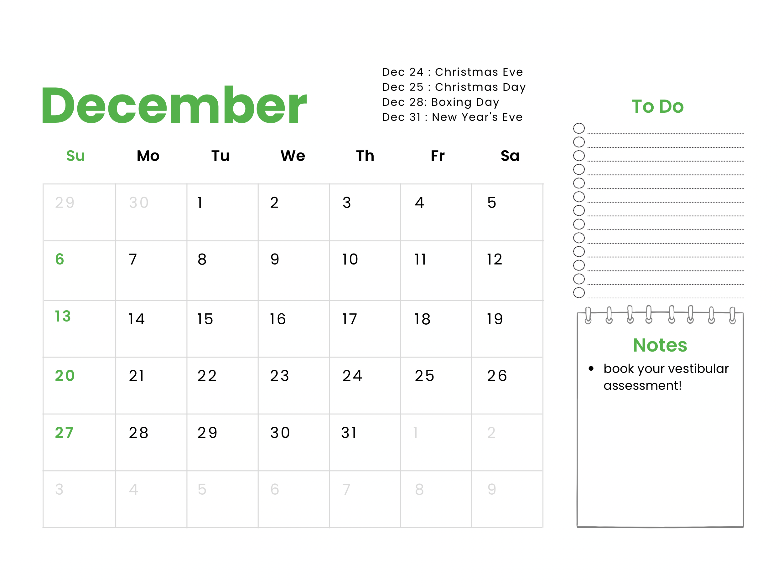 NEW SIZE Physio Rehab Group 2026 Calendar - DEC25 by Tiana (8 x 6 in) - December Calendar.png