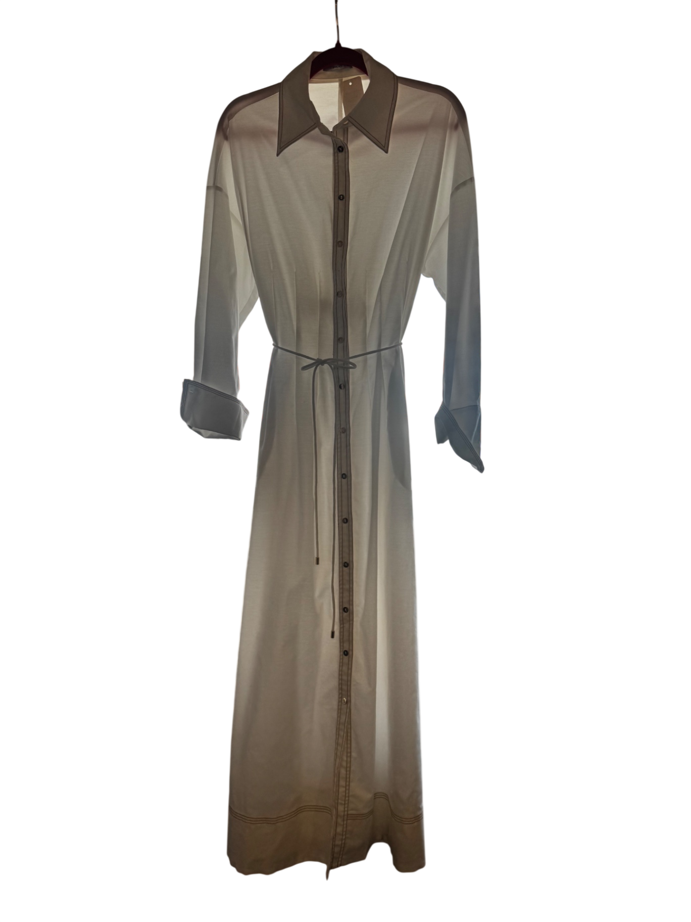 Sheike white maxi shirt dress with inverted stitching- 12