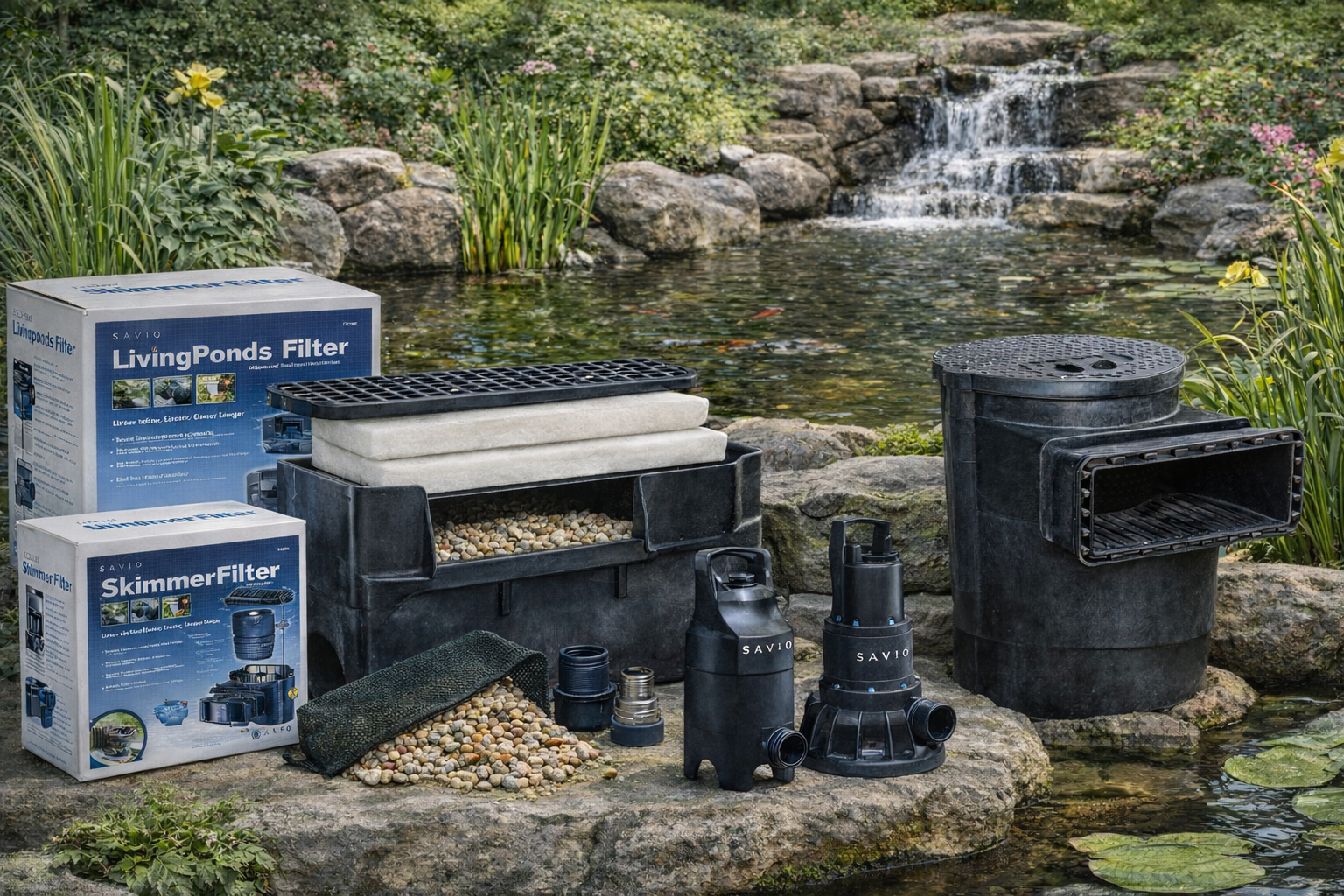 Filtro y skimmer marca SAVIO