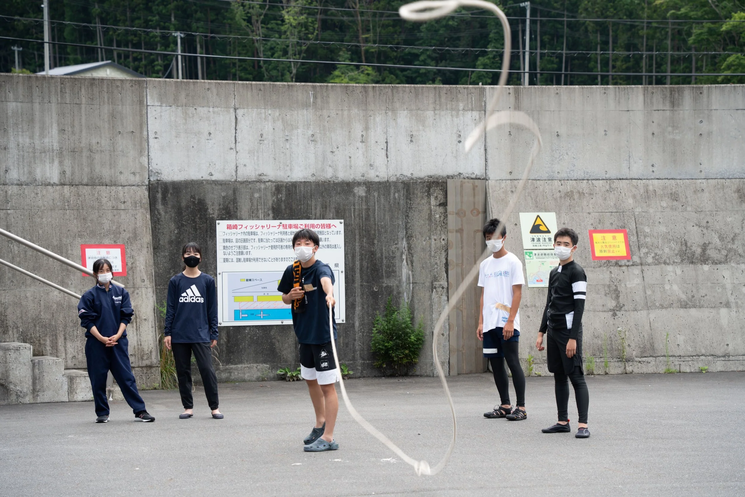Young people practising search and rescue rope skills