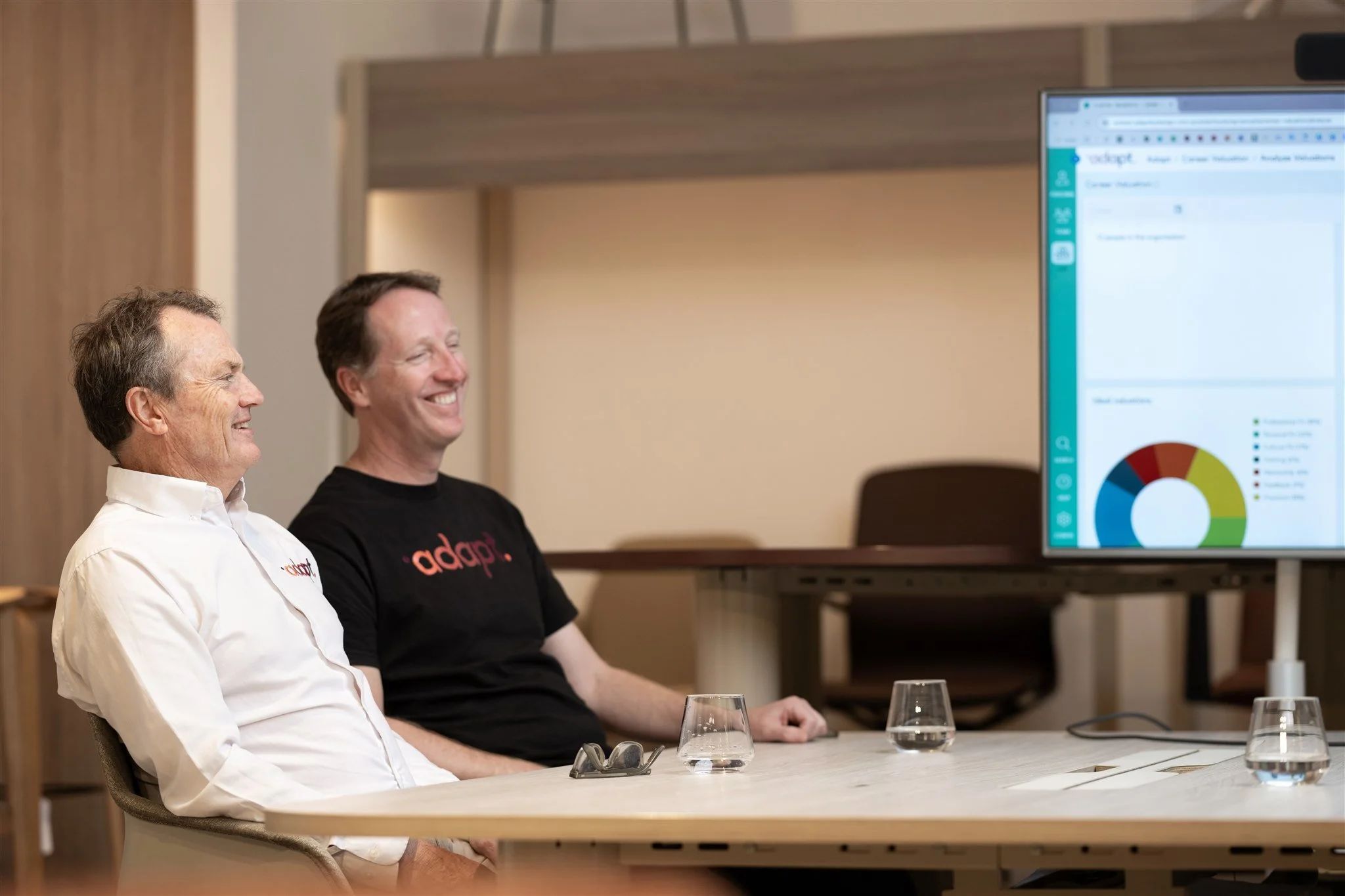 Business leaders in discussion during a smooth leadership handover