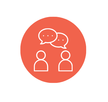 Icon representing two people in collaborative conversation