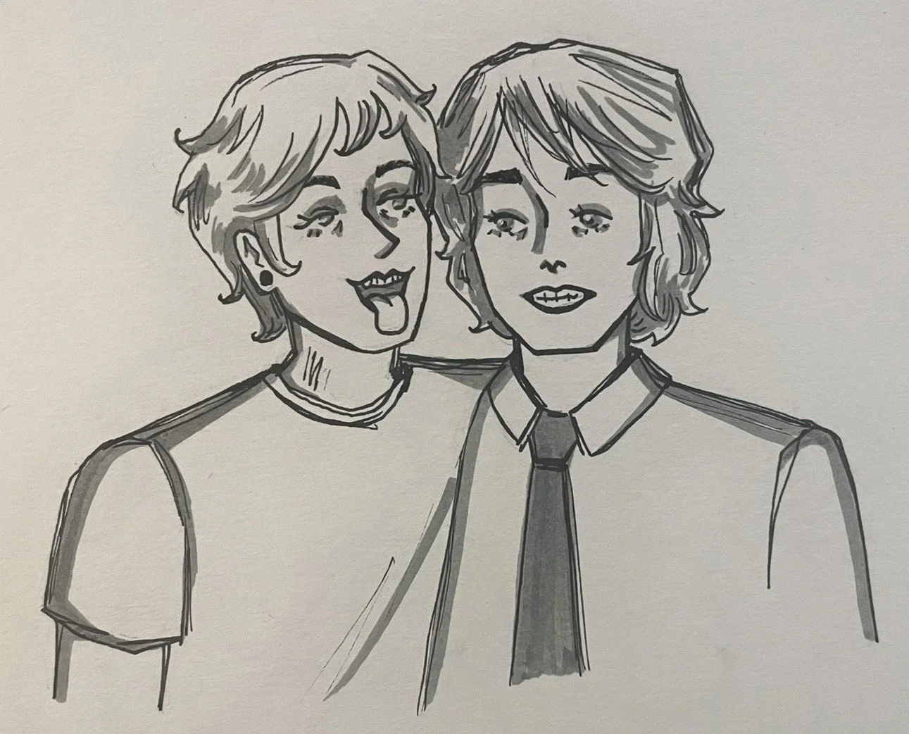 "Frank and Gerard" - 2025
Pen and marker drawing of Frank Iero and Gerard Way from My Chemical Romance