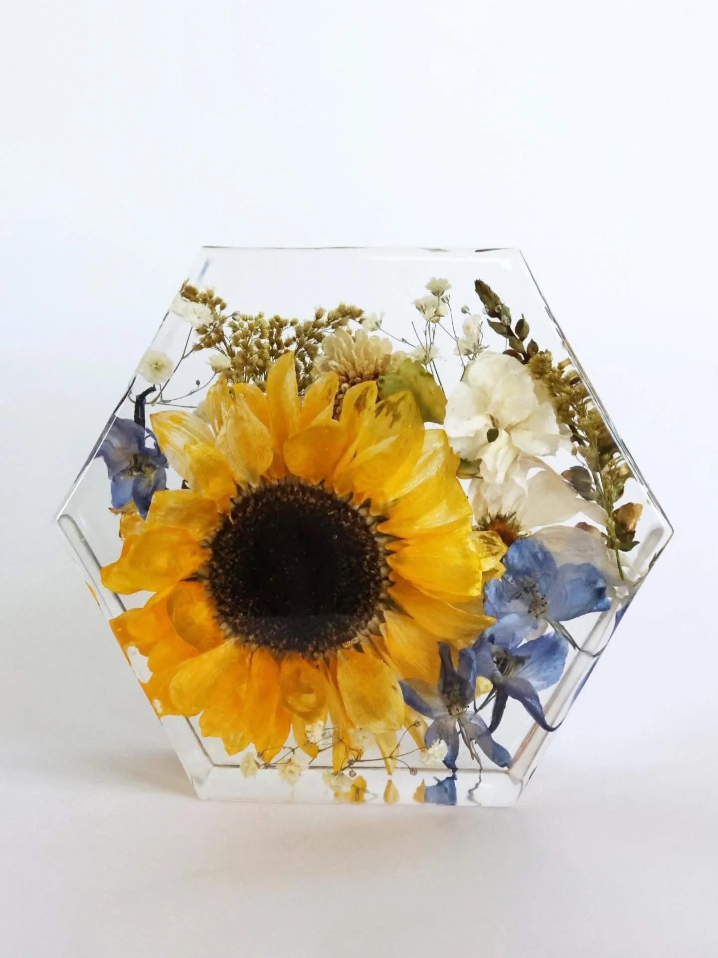 Hexagon Resin Floral Keepsake Display