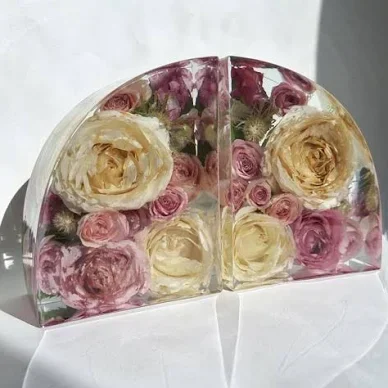 Floral Elegance Resin Bookends