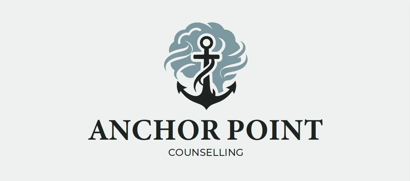 Logo for Anchor Point Counselling featuring an anchor with a rope and waves.
