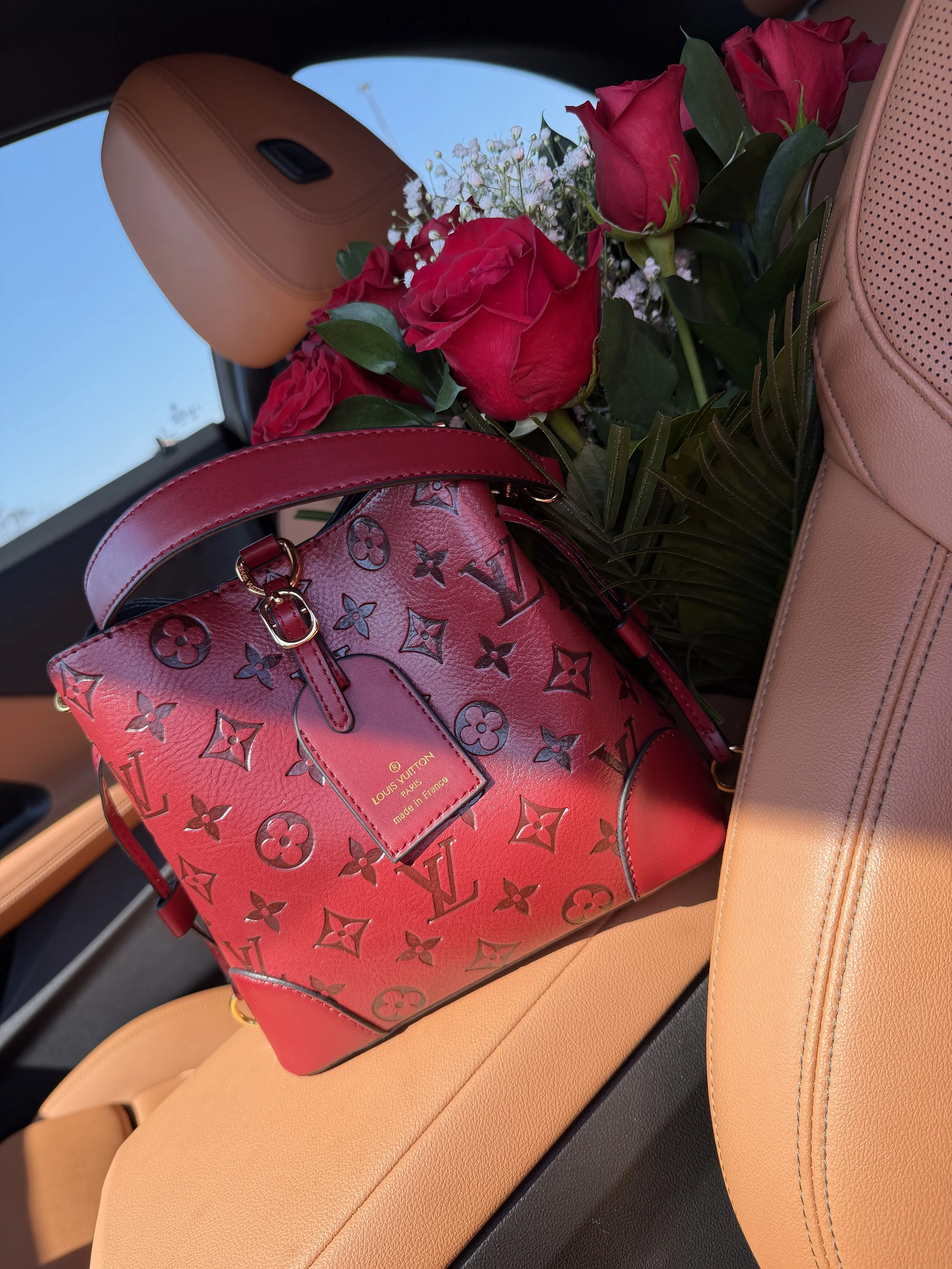 LV Red Bucket Bag