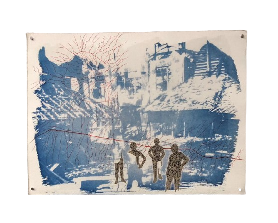  The Ground of Fire #23 
 Sterilized Volcanic Ash from the 2019 eruption of Mount Tangkuban Perahu, Marker, and Cyanotype on Hahnemühle Paper 
 30 cm x 40 cm, 2026 