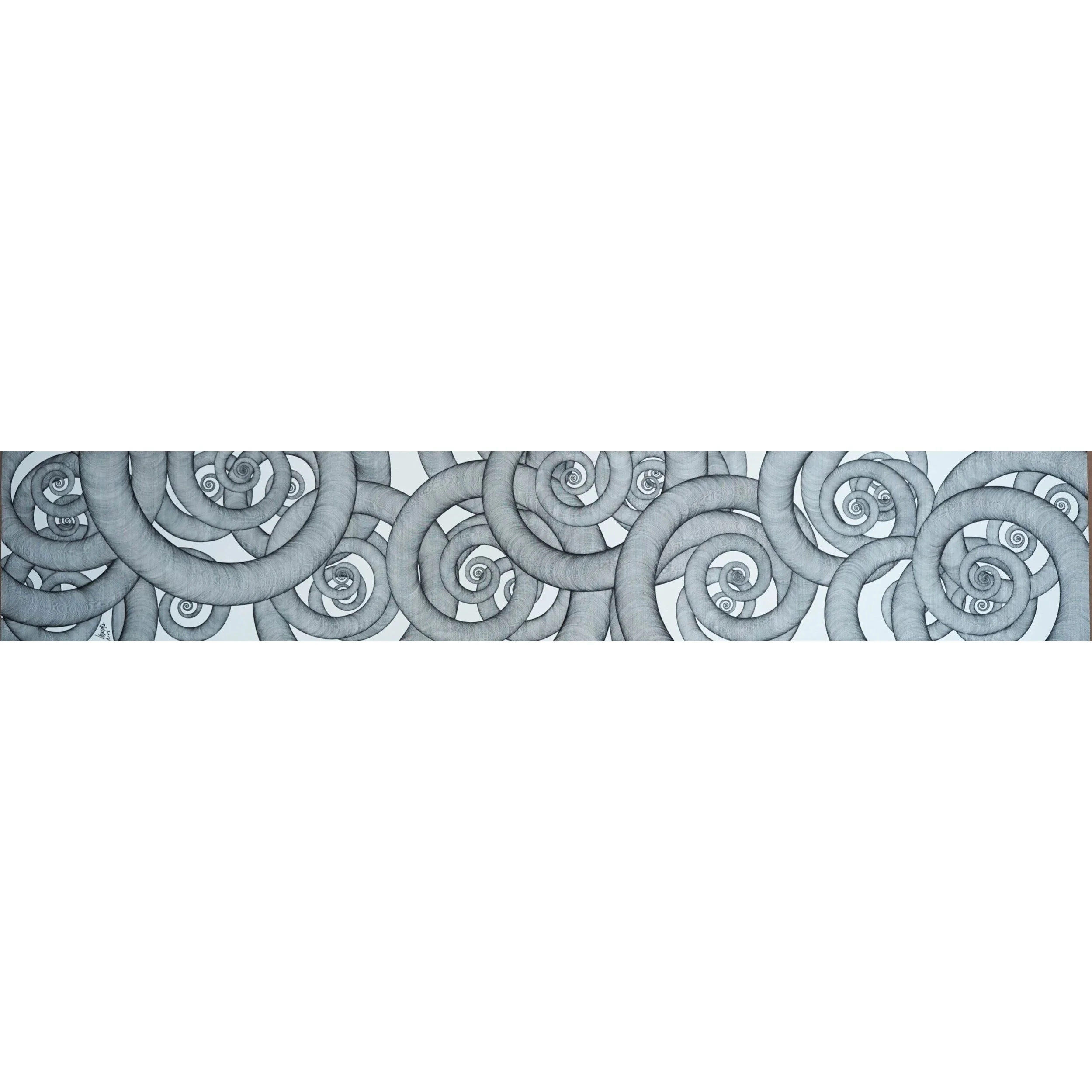  Nowhere #14 
 Pen on paper 
 180 x 33cm, 2014 