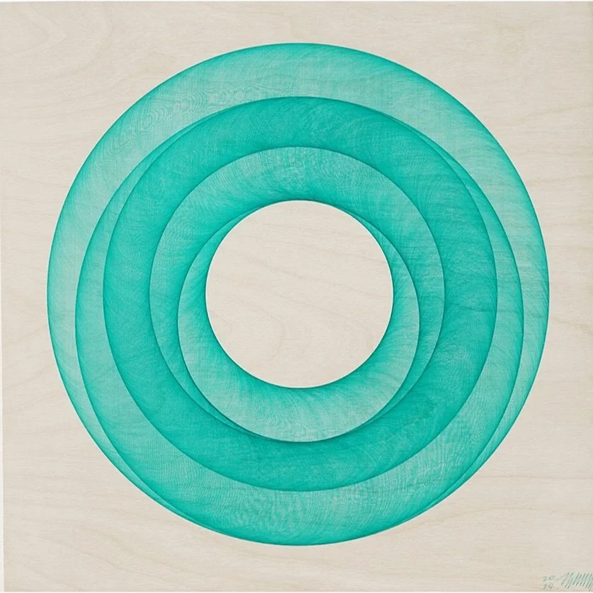 
 Space #163 
 Pen on birchwood panel 
 2024 