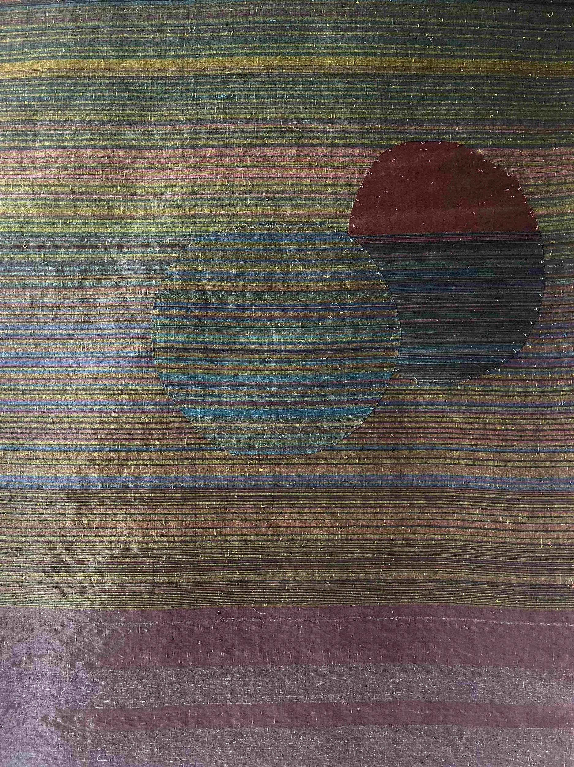  Two Island 
 woven plastic and cotton threads 
 105 x 186 cm, 2022 