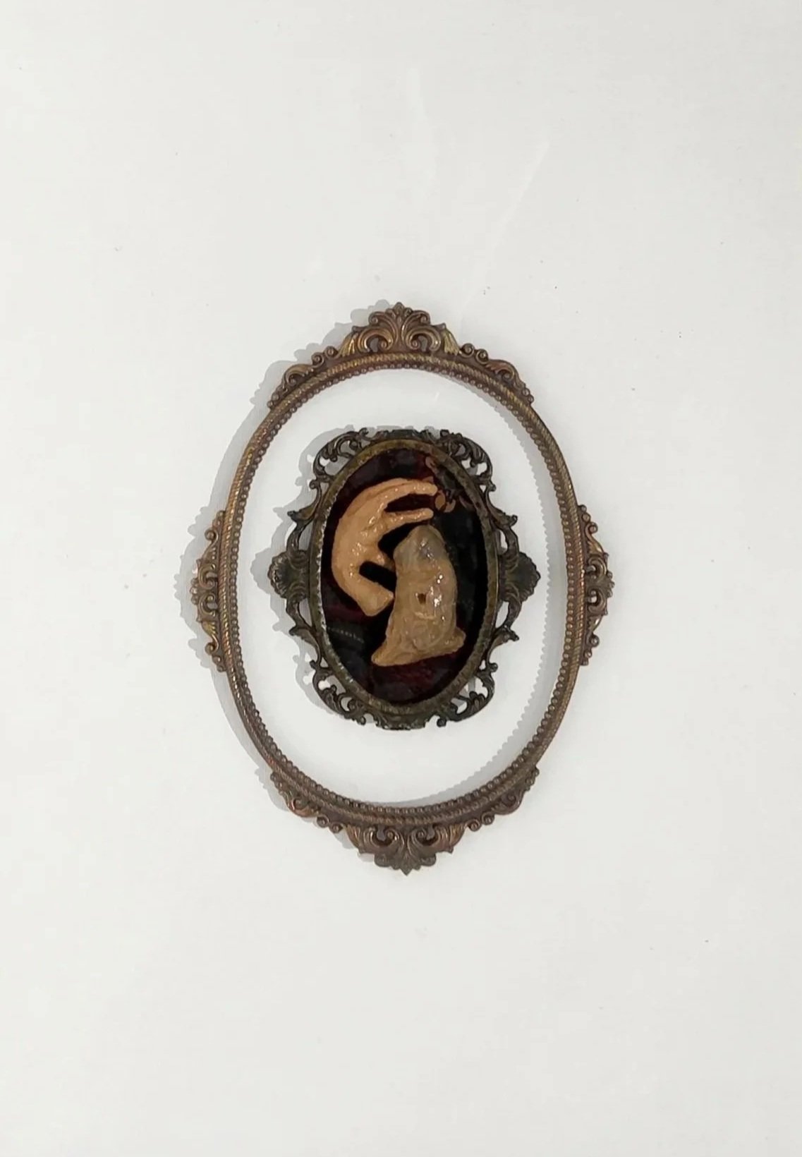  Akar-kar Nyolpe #2 
 Ceramic, copper frame and wooden frame 
 54 cm x 74 cm x 5 cm, 2017 