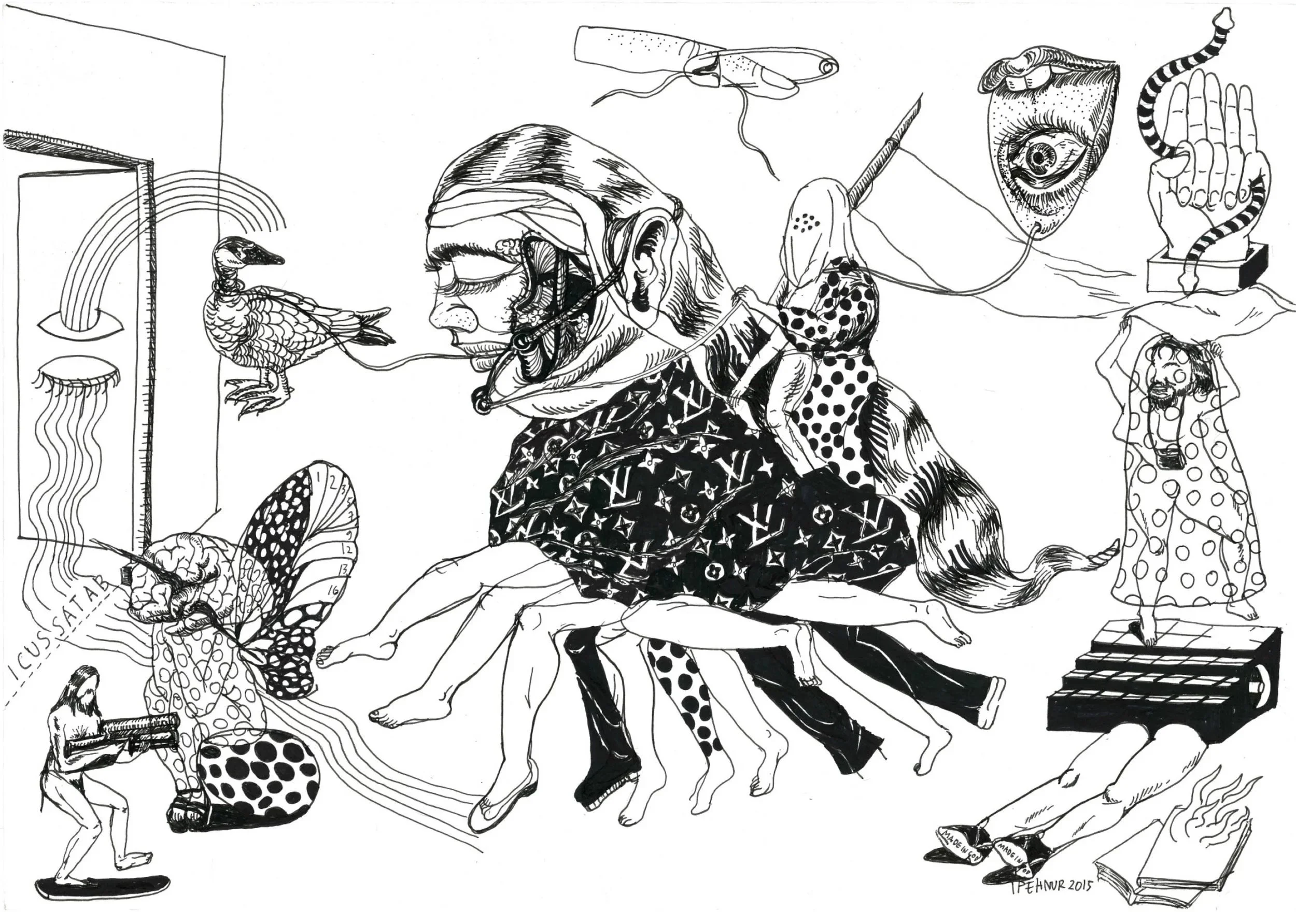  Gerbang Emas 
 Drawing pen on paper 
 50 cm x 35 cm, 2016 