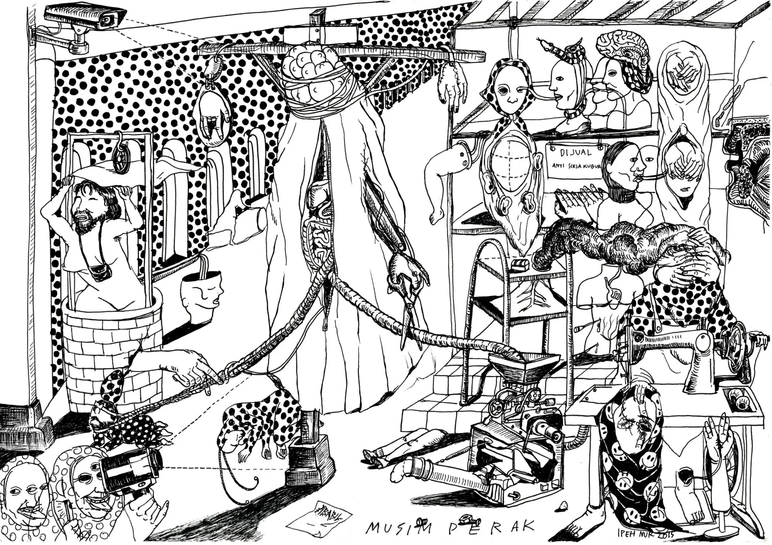  Konsumsi, Konsumsi! 
 Drawing pen on paper 
 50 cm x 35 cm, 2016 