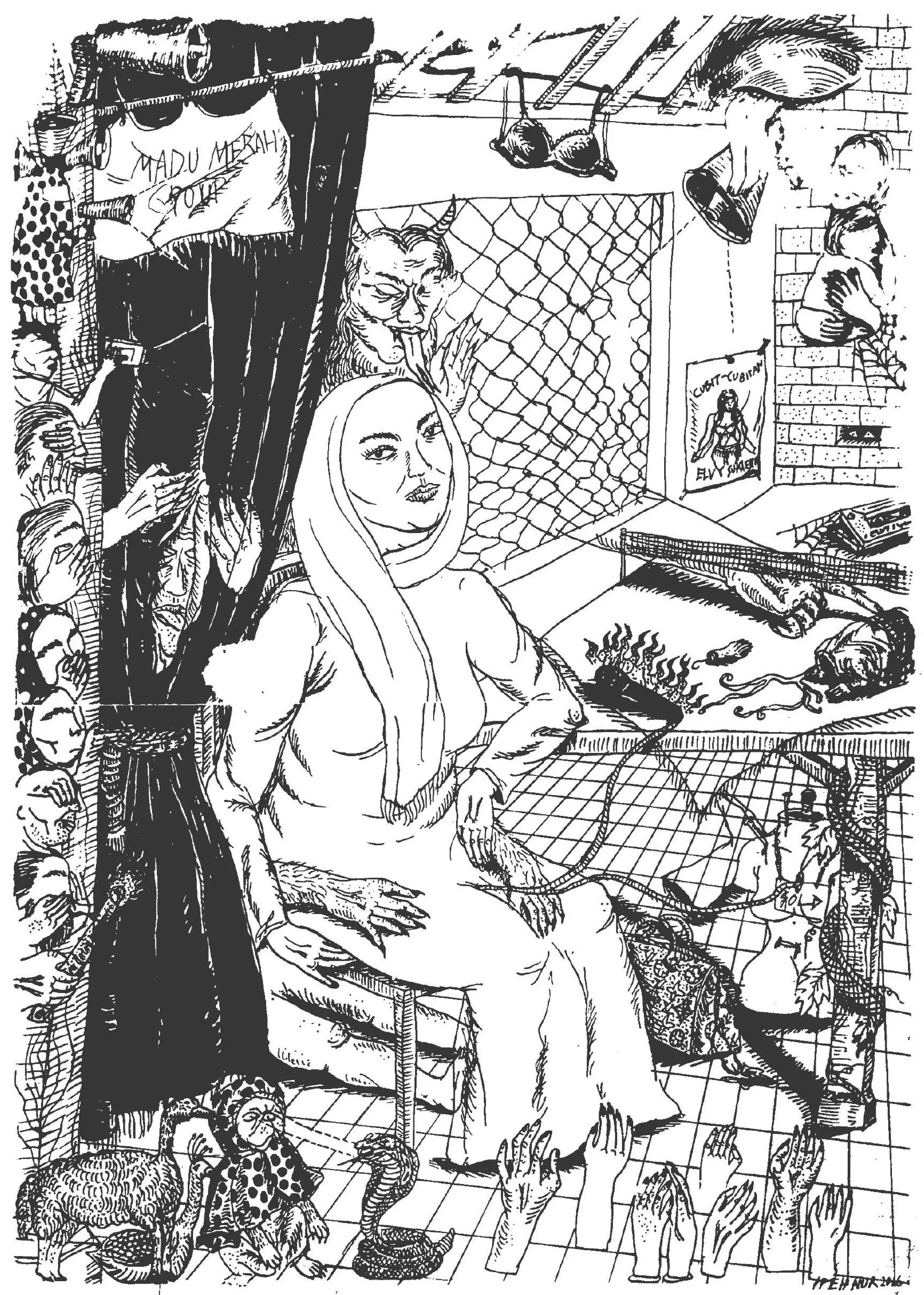  Salimah Return 
 Drawing pen on paper 
 35 cm x 50 cm, 2016 