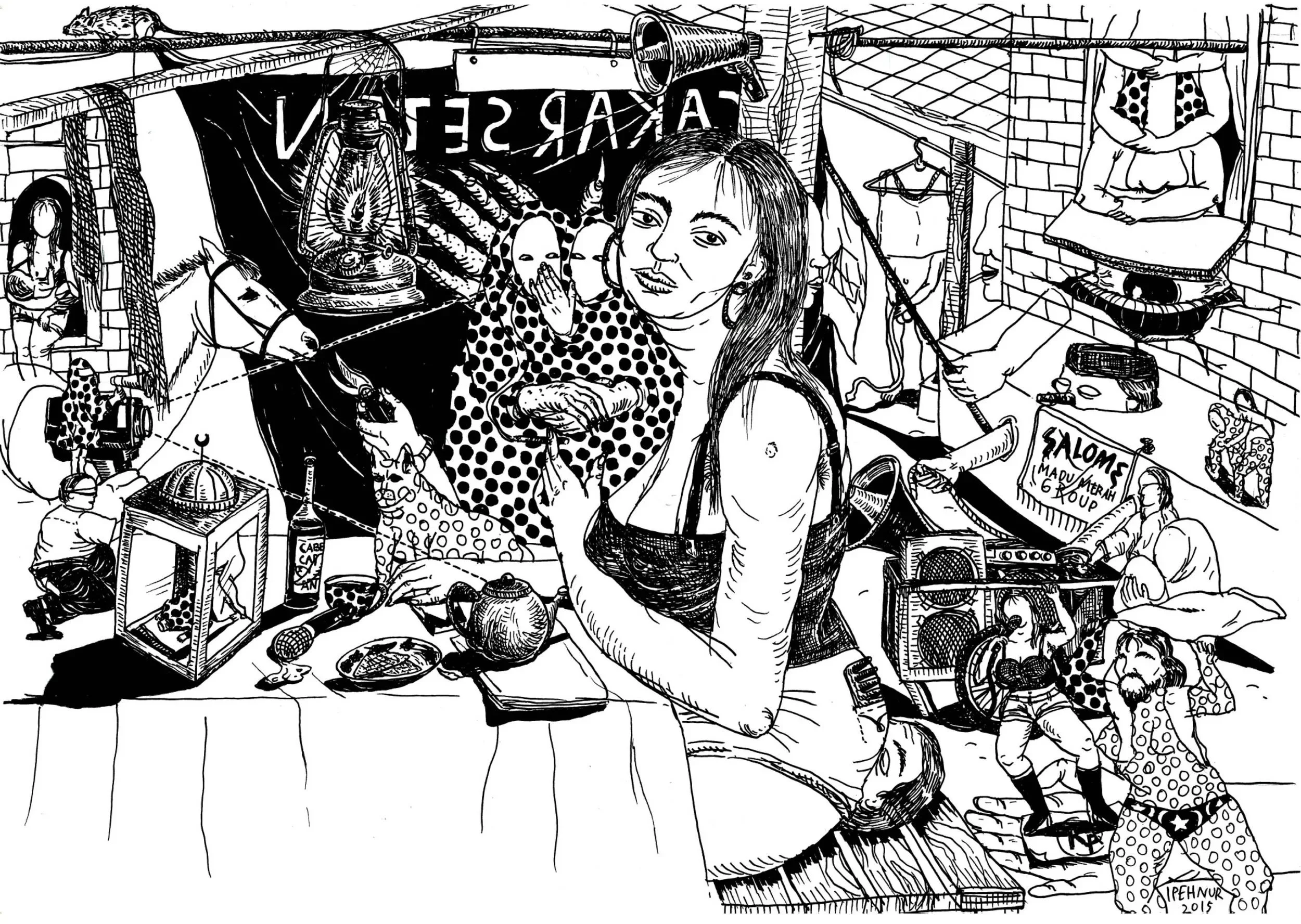  Salimah 
 Drawing pen on paper 
 50 cm x 35 cm, 2016 