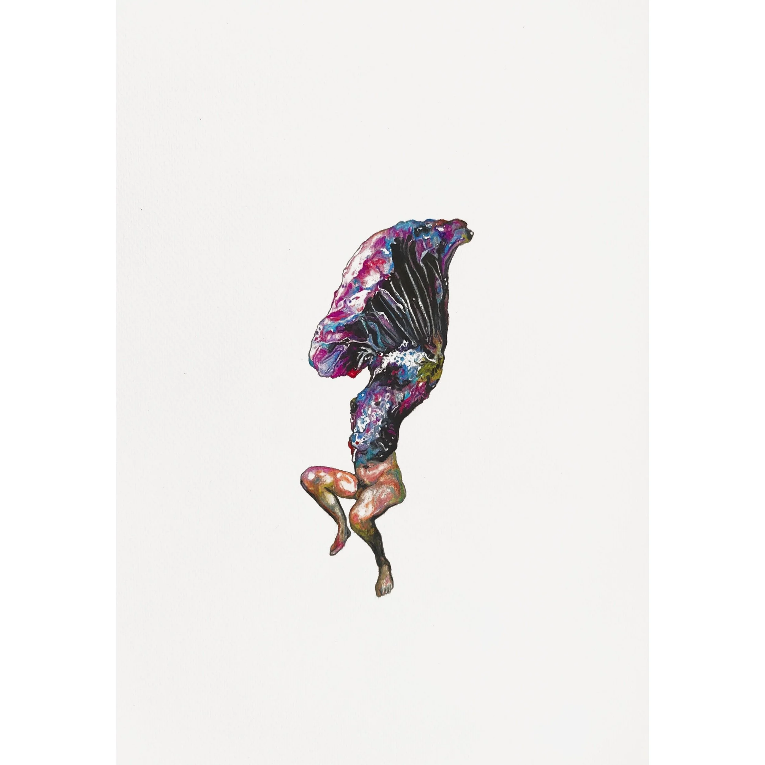  Celibate Fish and Fast-Growing Mushrooms #11 
 Watercolour and coloured pencil on paper 
 35 x 43 cm, 2022 