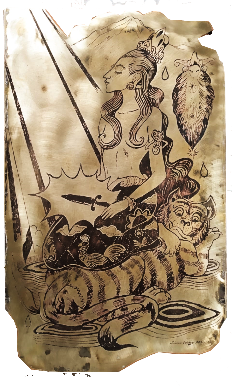  Mangku Gaman 
 Etching on brass 
 36 cm x 60 cm, 2020 