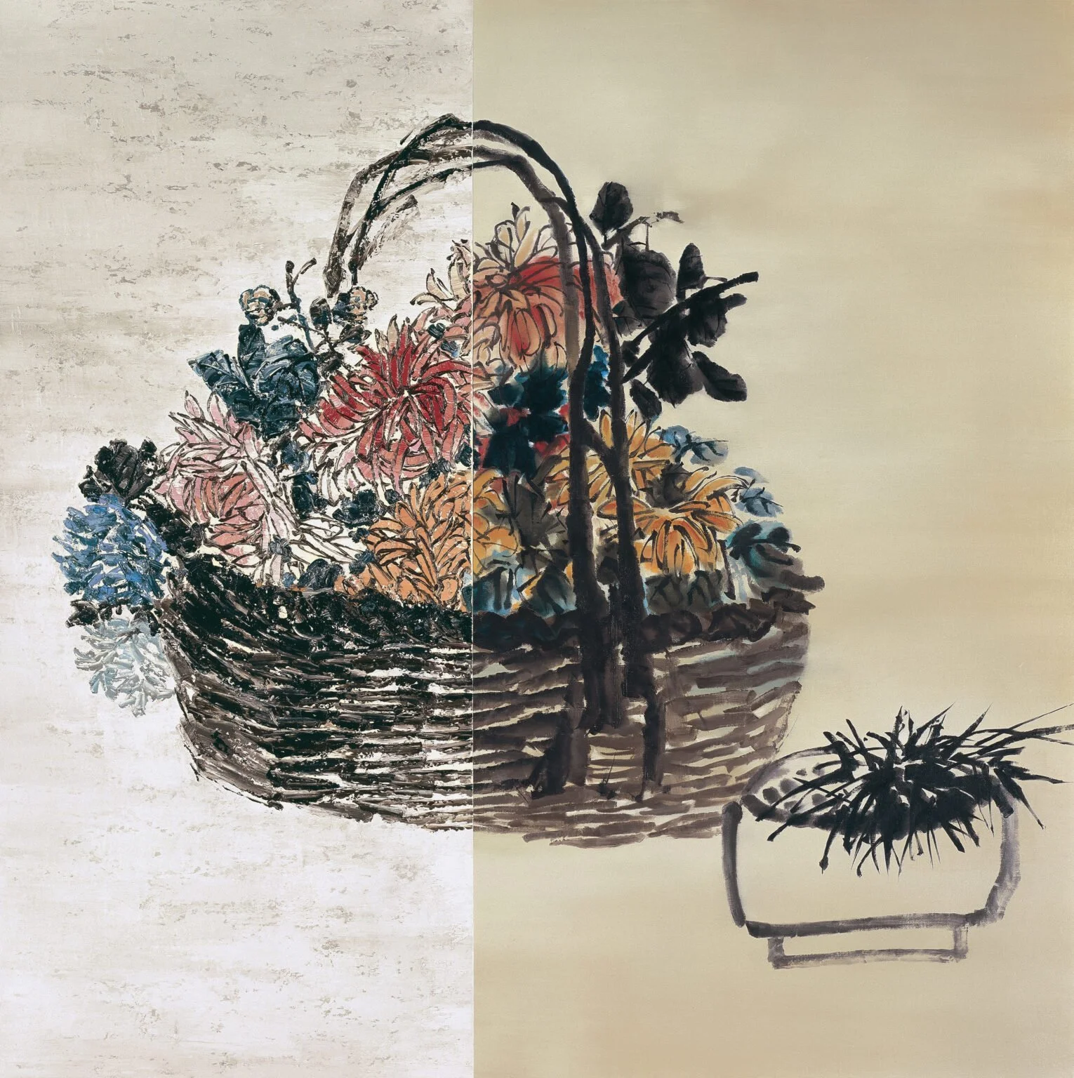  A Basket of Blooming Flowers 
 Oil on canvas 
 150 x 150 cm, 2015 