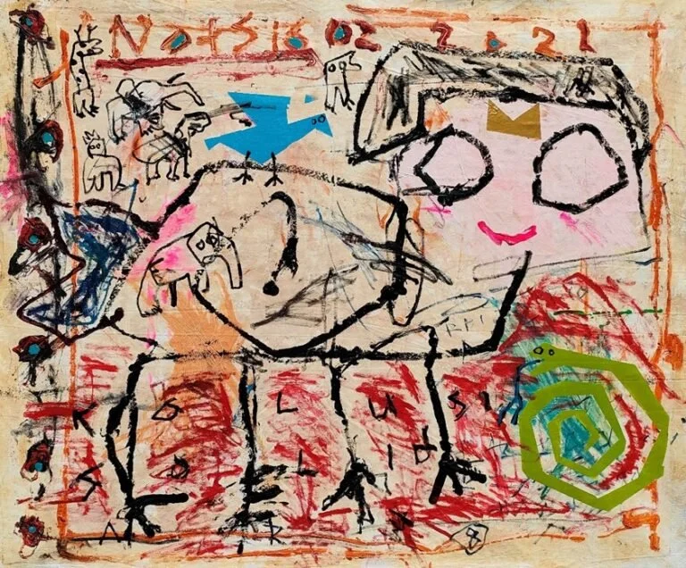  Arbi Rangkito 
 Living In Harmony 
 Acrylic on canvas 
 2021 