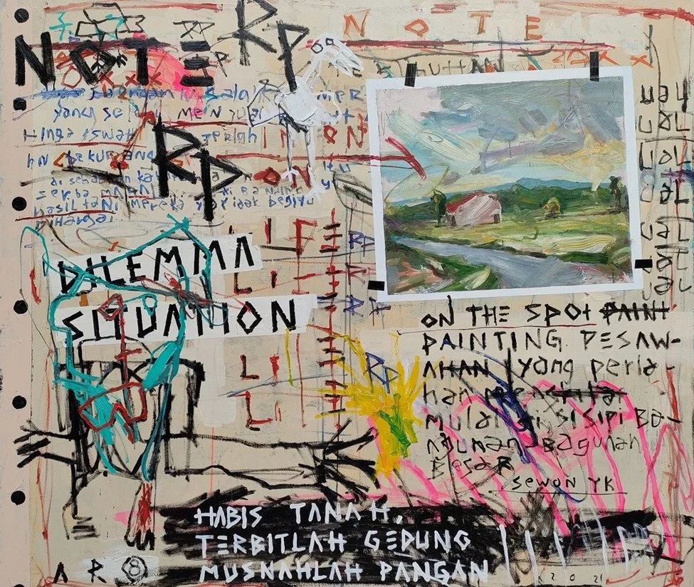  Message From The Farmers 
 Acrylic on canvas 
 140 cm x 163 cm, 2021 