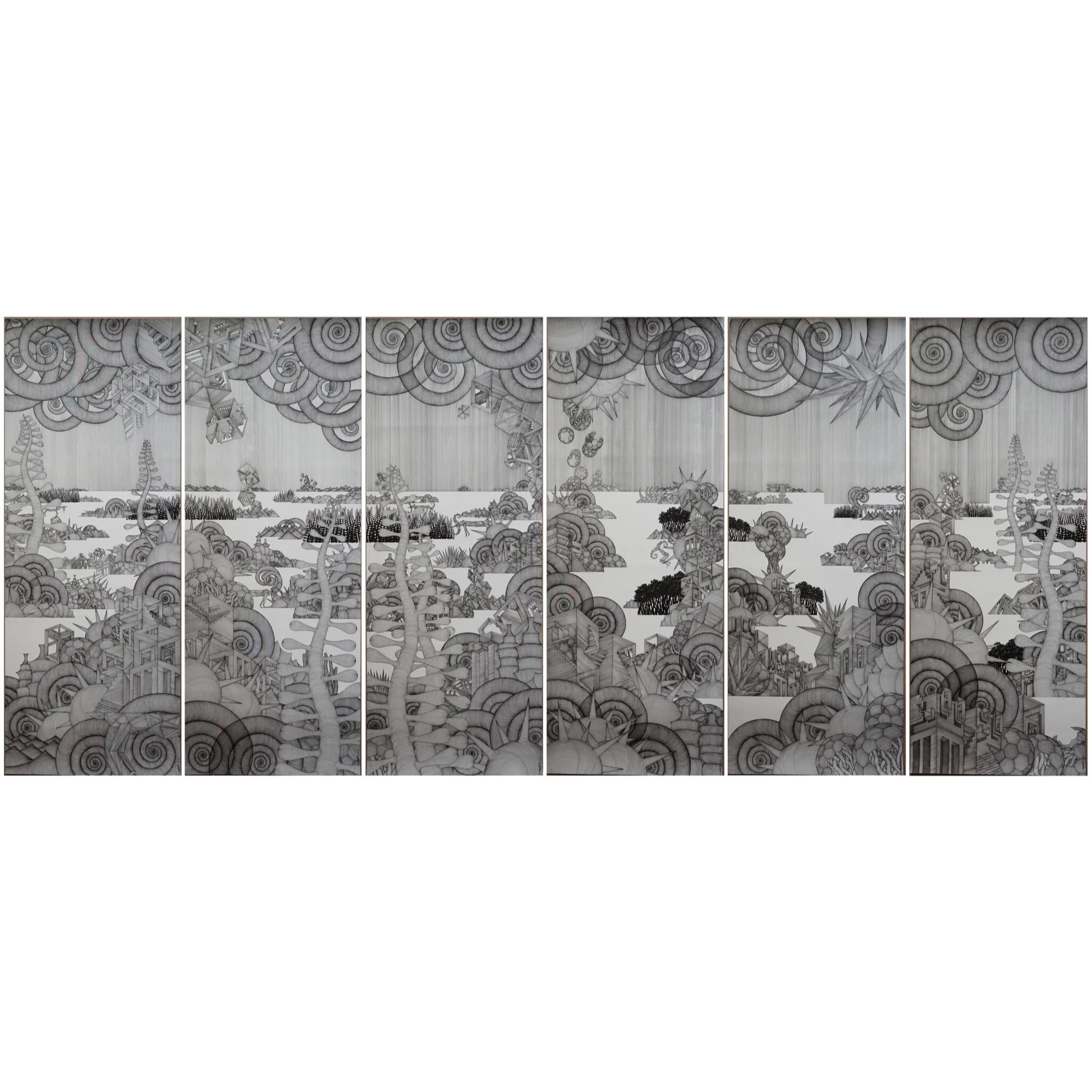  Journey to Nowhere #12 
 Pen on paper 
 112cm x 206cm, framed, 2015 