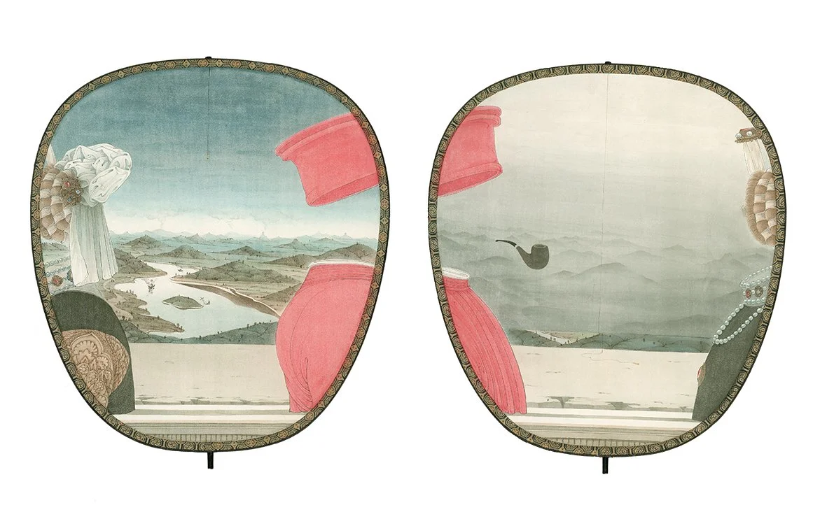  Goodbye Piero 
 Ink and Colour Pigment on Silk 
 48 x 30 cm (2 pieces), 2016 