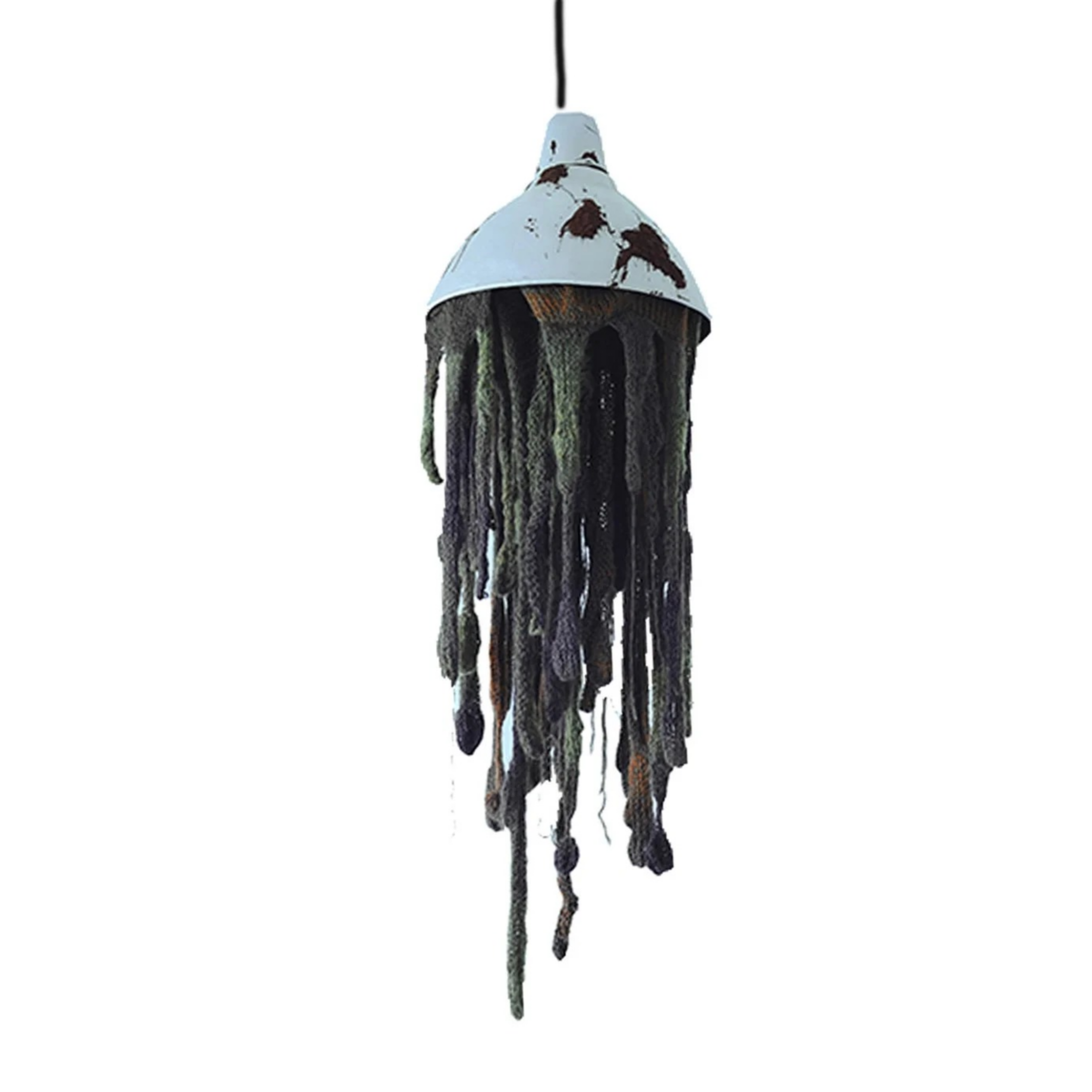  Gao Rong  Water Stain-Droplight 
 Cloth, Embroidery, Knitting Wool, and Latex 
 160 x 53 x 53 cm, 2014 