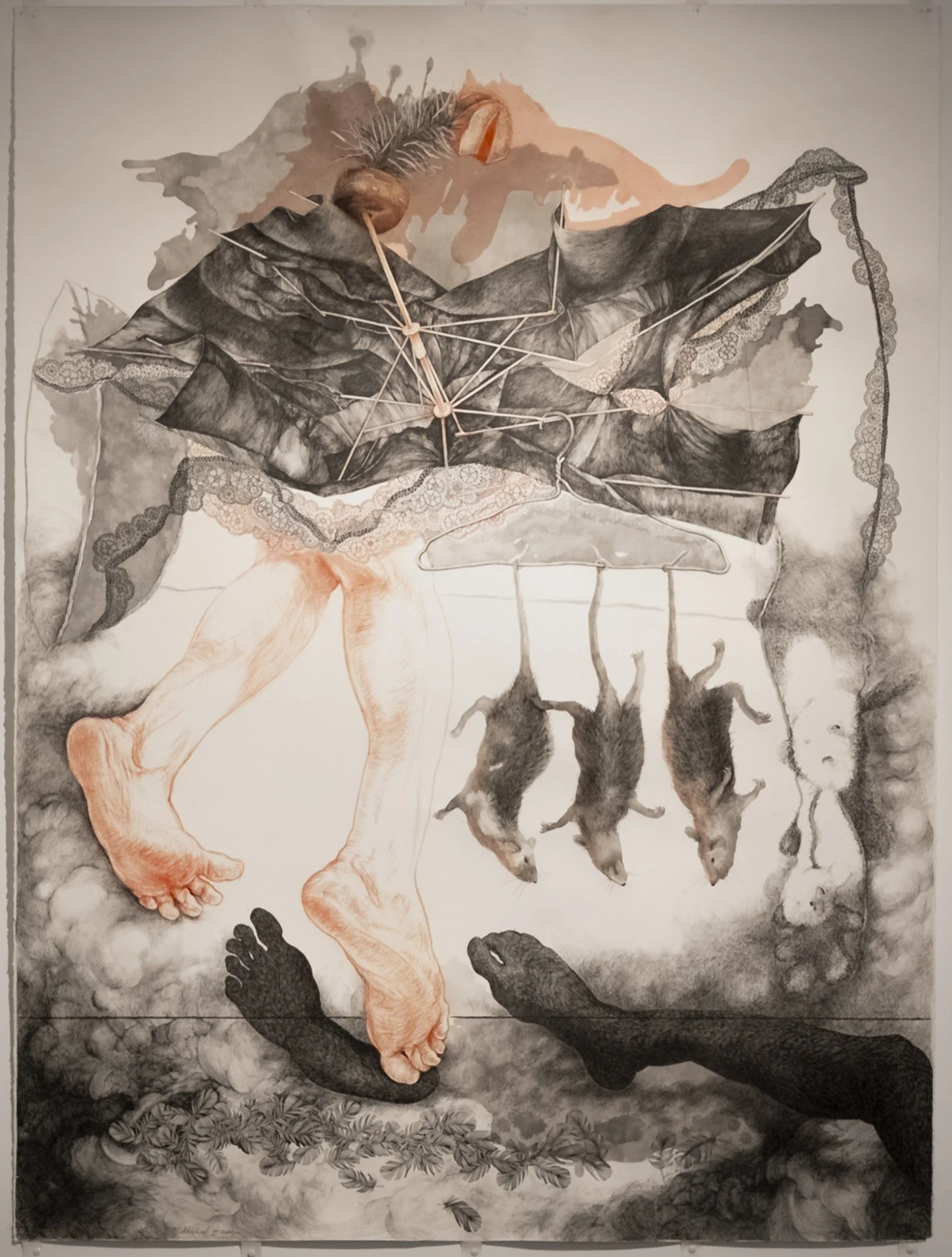  
Discarded Dancer
 
 Mixed media drawing - conte, watercolour, ink, charcoal on paper
 
 151 cm x 114 cm
 
