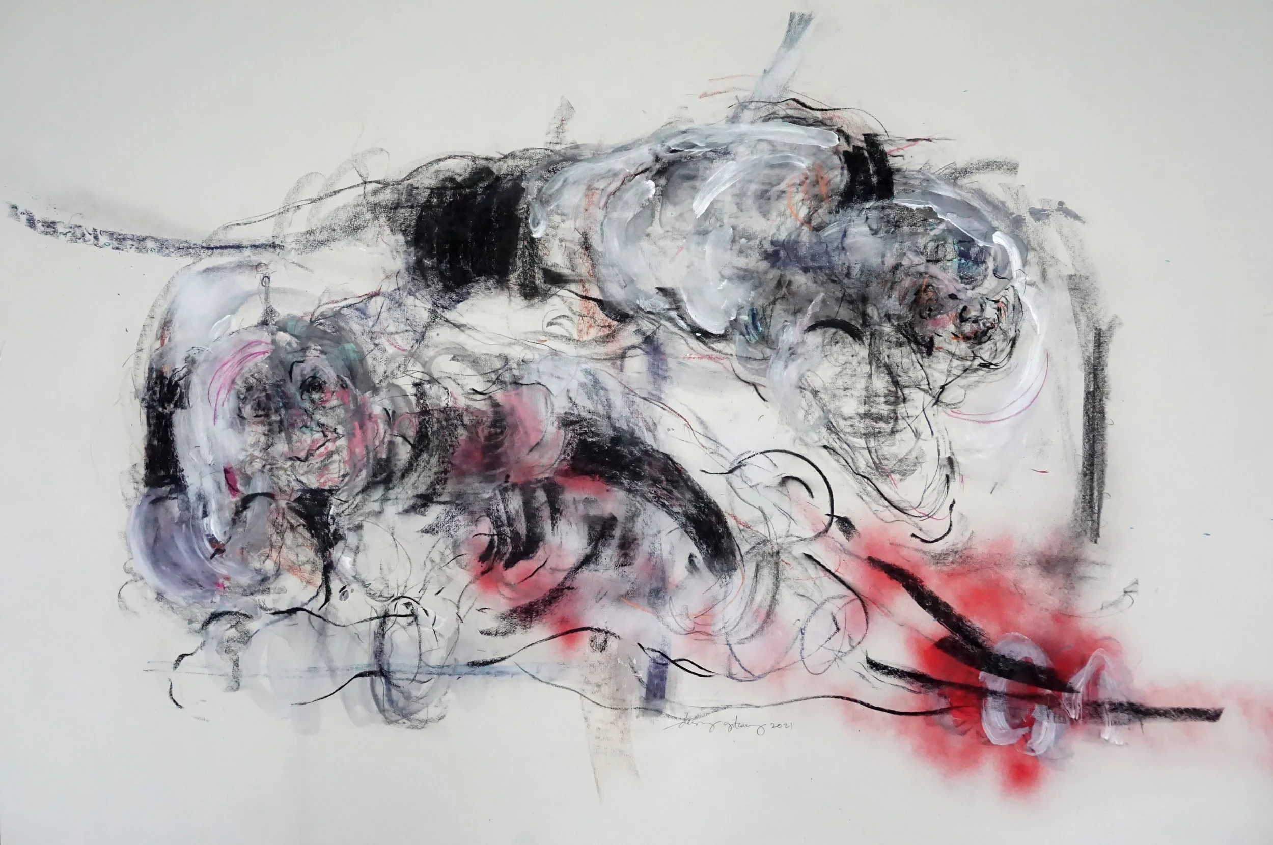  Microcosmos 
 Mixed media on paper 
 200 cm x 136 cm, 2021 