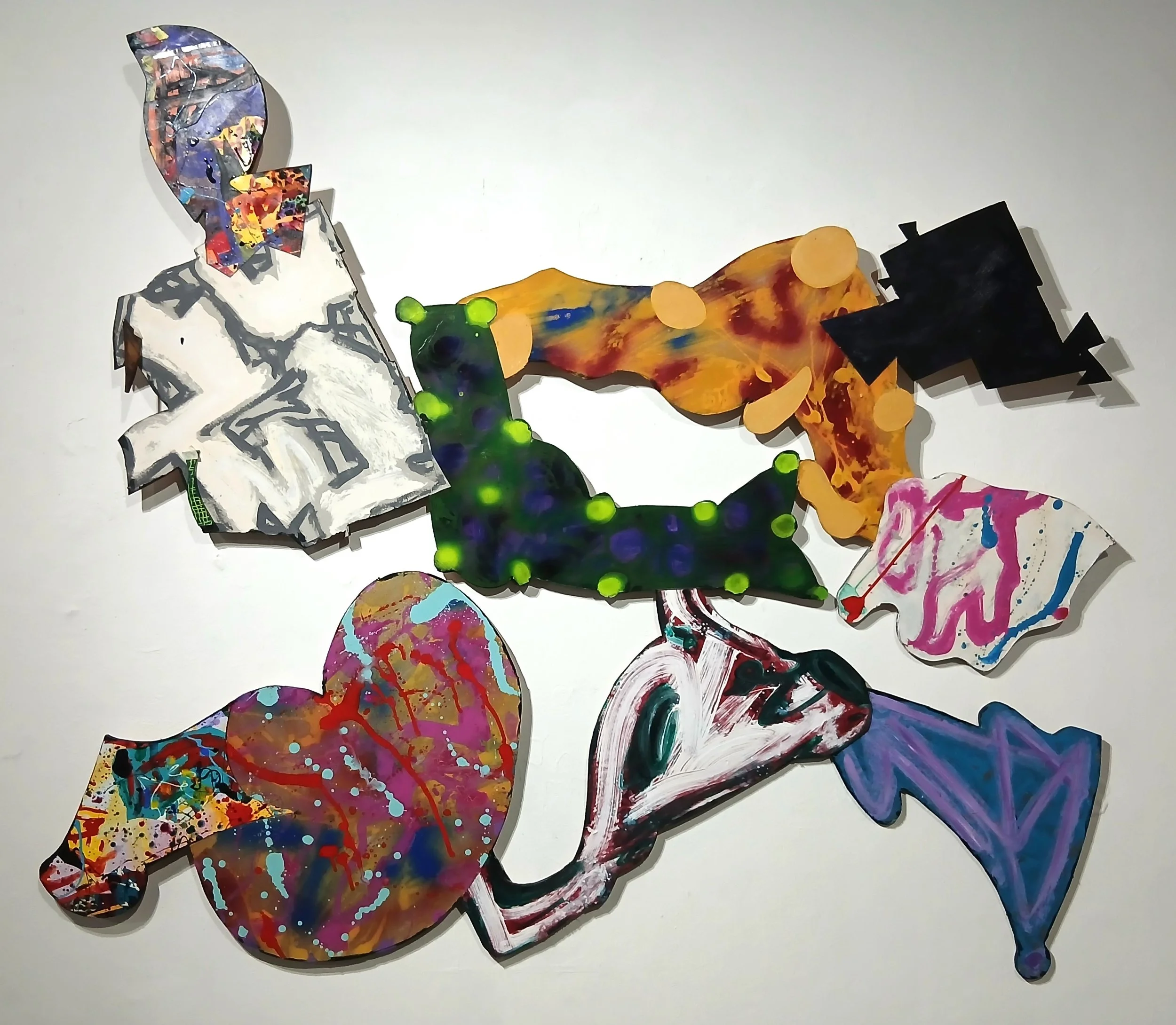  Rhythmic Landscape 
 Acrylic and card on canvas and wood 
 157cm x 173cm, 2025 