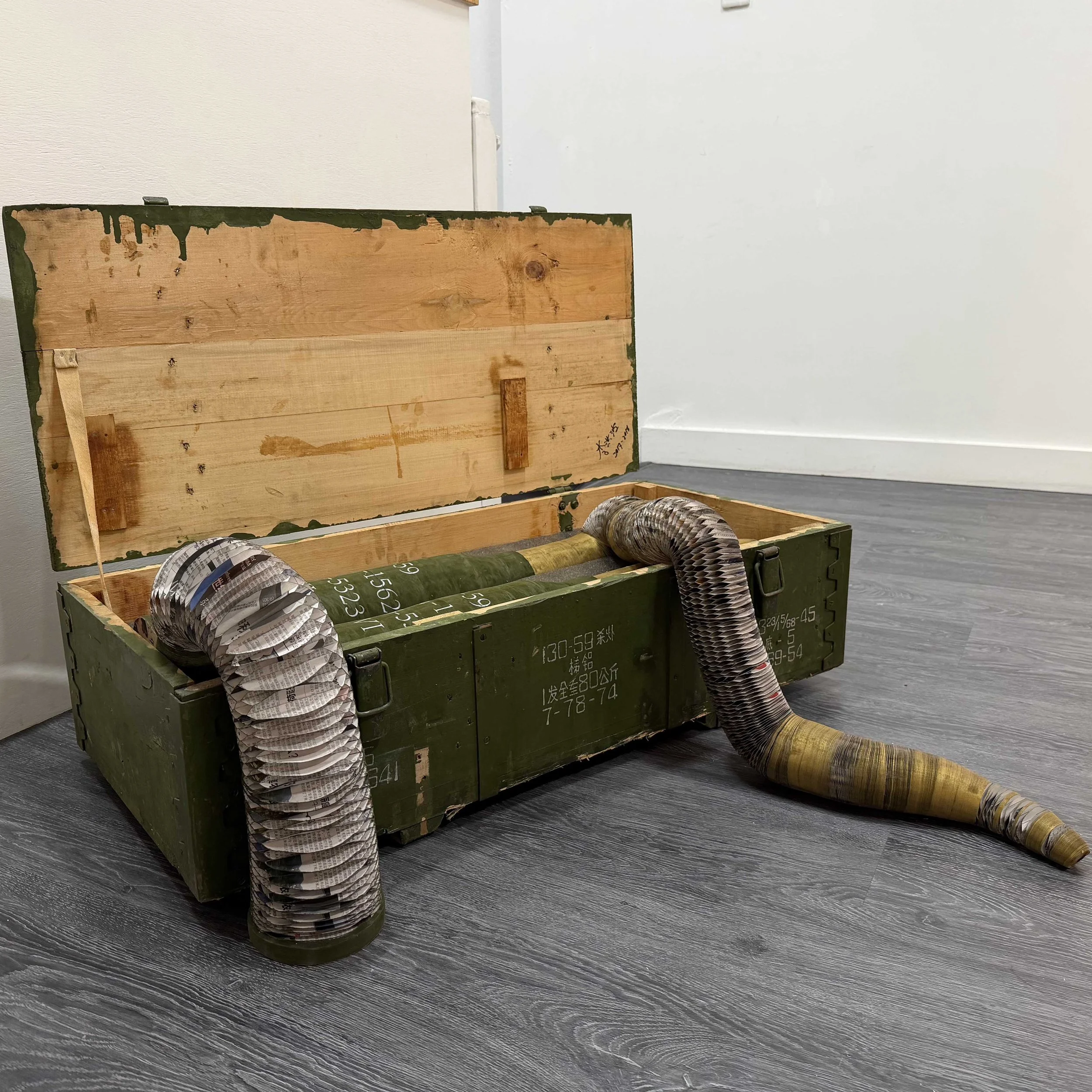  Ammunition  
 paper, paint, and glue 
 110 x 50 x 40 cm, 2012 