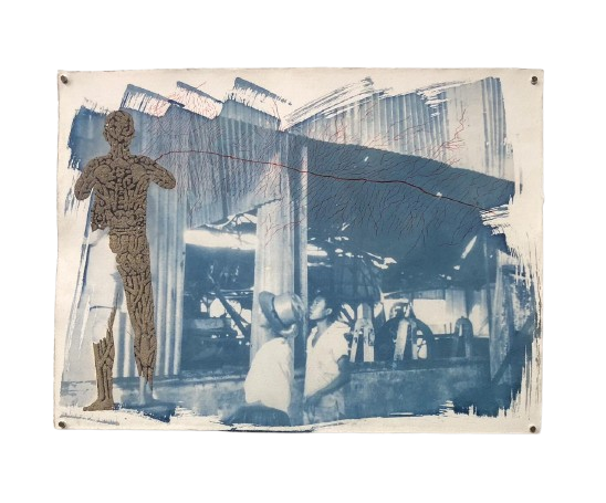  The Ground of Fire #24 
 Sterilized Volcanic Ash from the 2019 eruption of Mount Tangkuban Perahu, Marker, and Cyanotype on Hahnemühle Paper 
 30 cm x 40 cm, 2026 