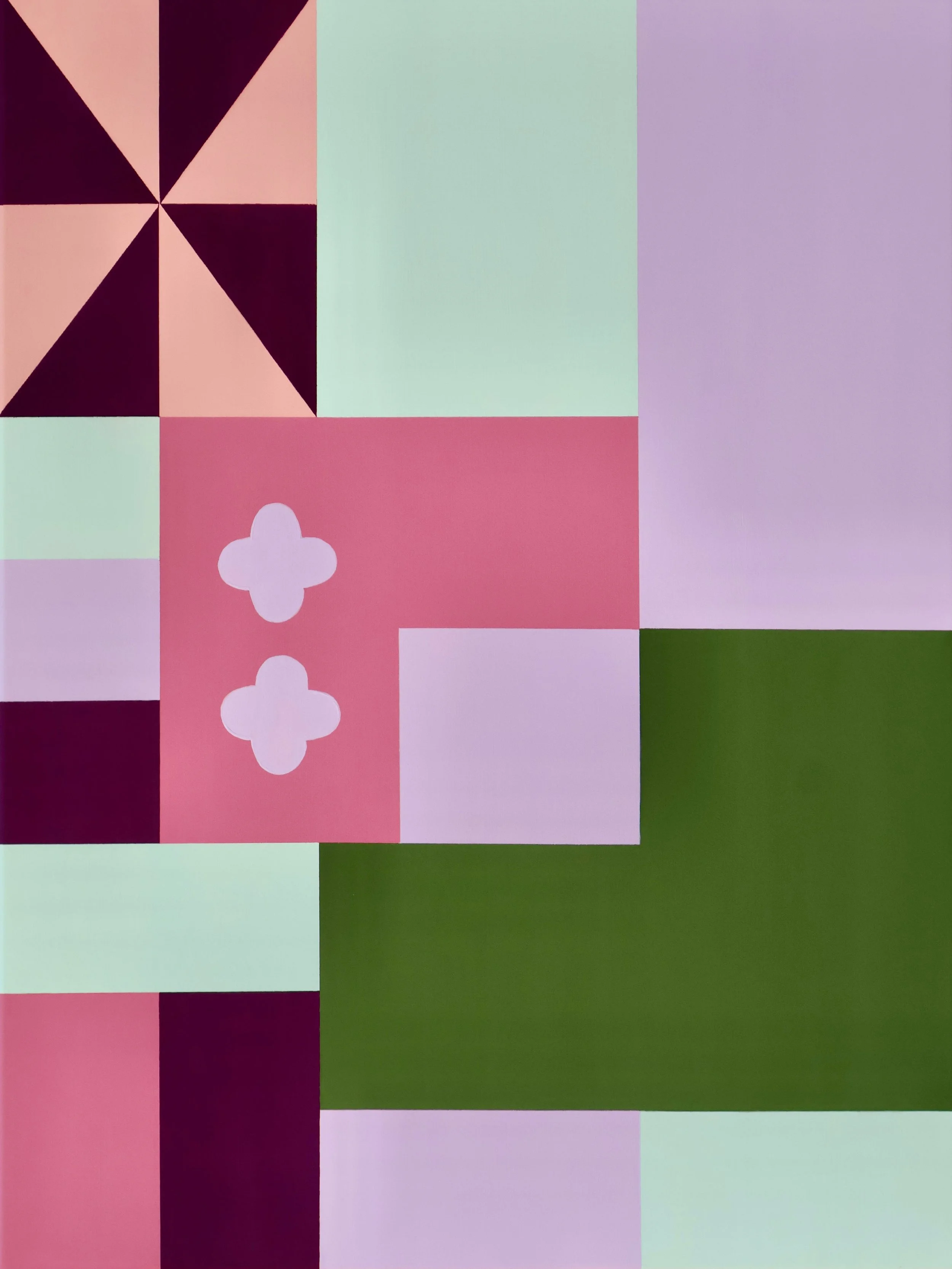  Green truth of leaves 
 Flashe vinyl paint and ink on canvas 
 2025 