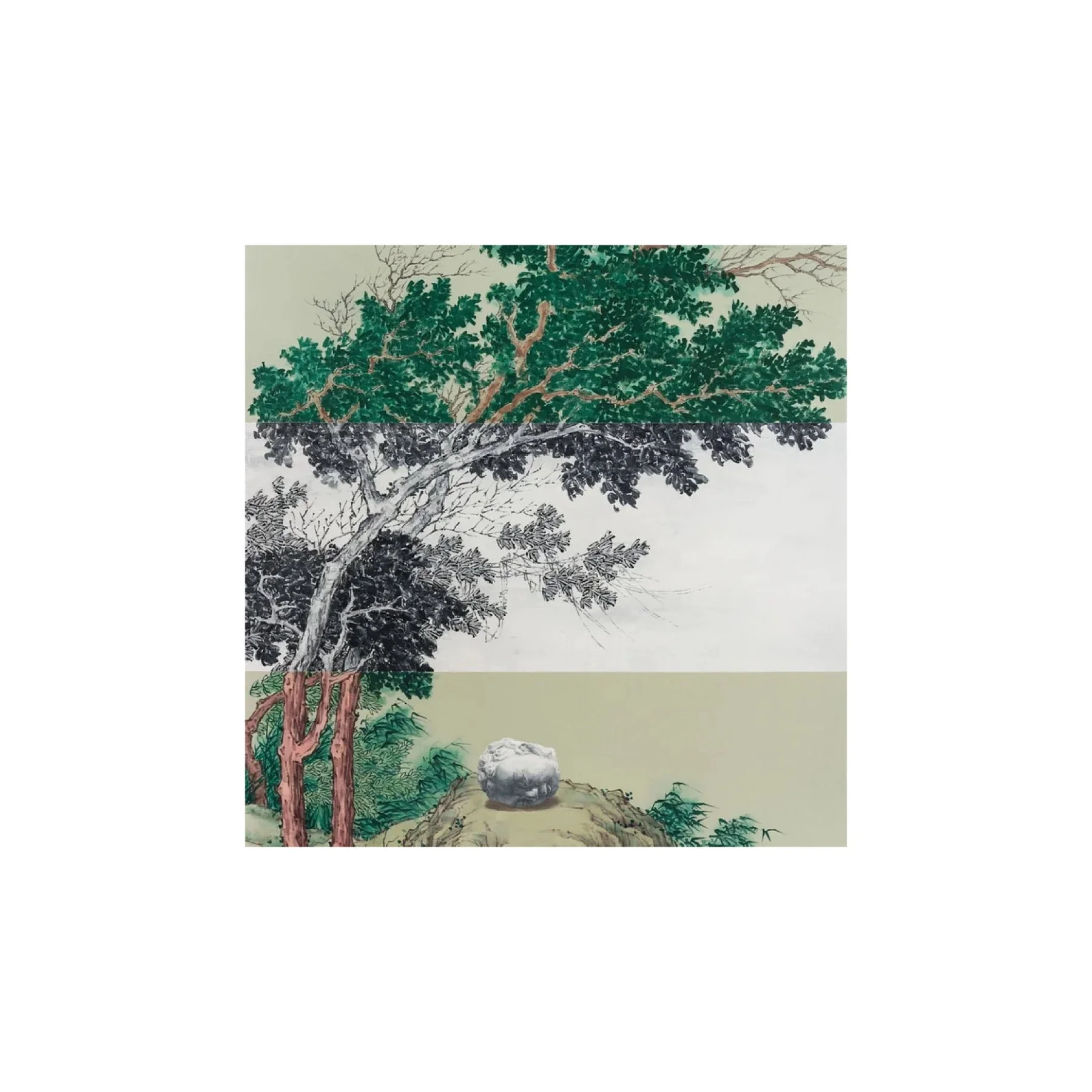  A Tableau with Wind and Buddha 
 Oil on canvas 
 200 x 250 cm, 2019 
