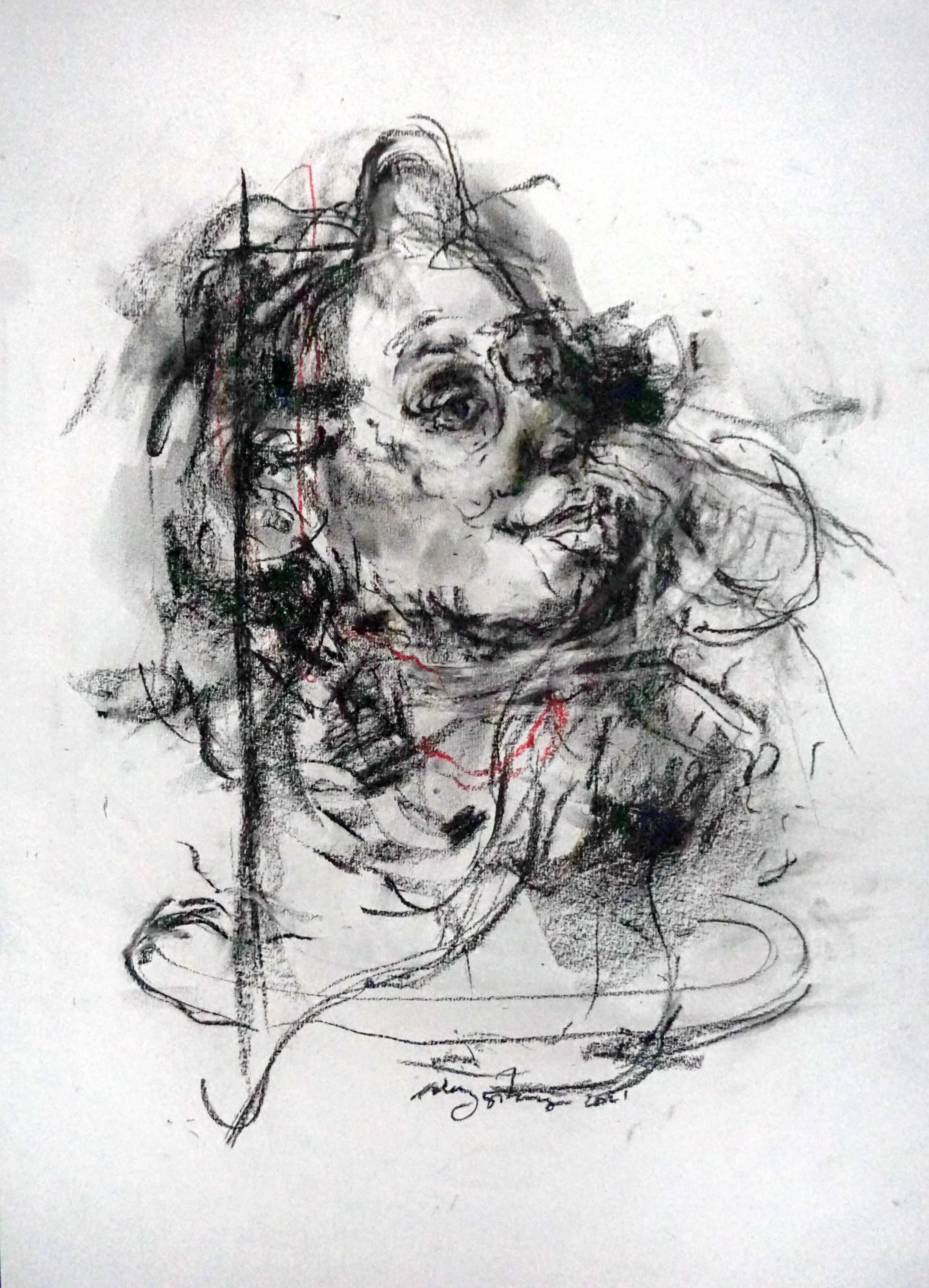  Starlight 
 Charcoal and soft pastel on paper 
 59,5 cm x 42 cm, 2021 