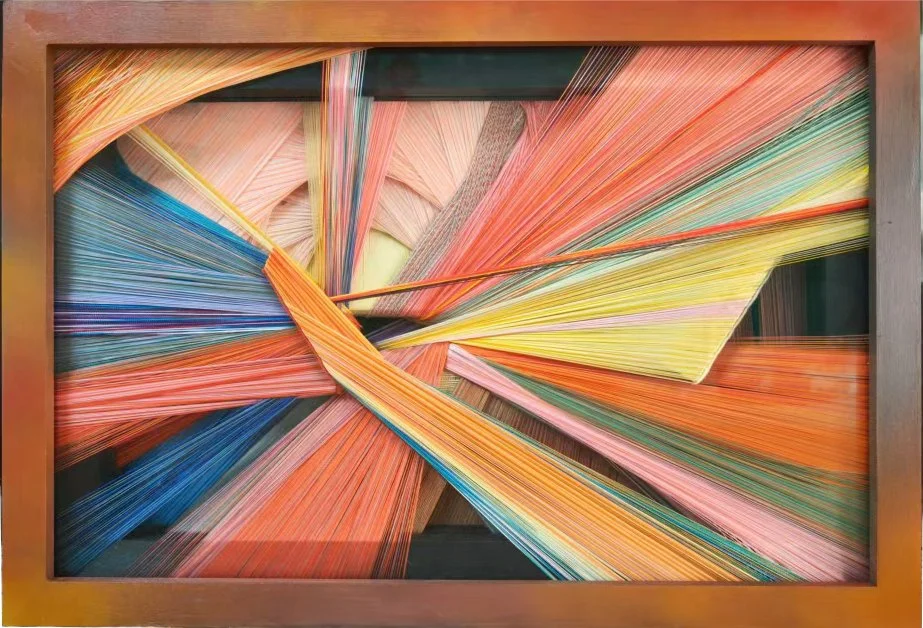  Written in Water 
 Mixed fibre materials 
 44cm x 64cm (framed), 2025 