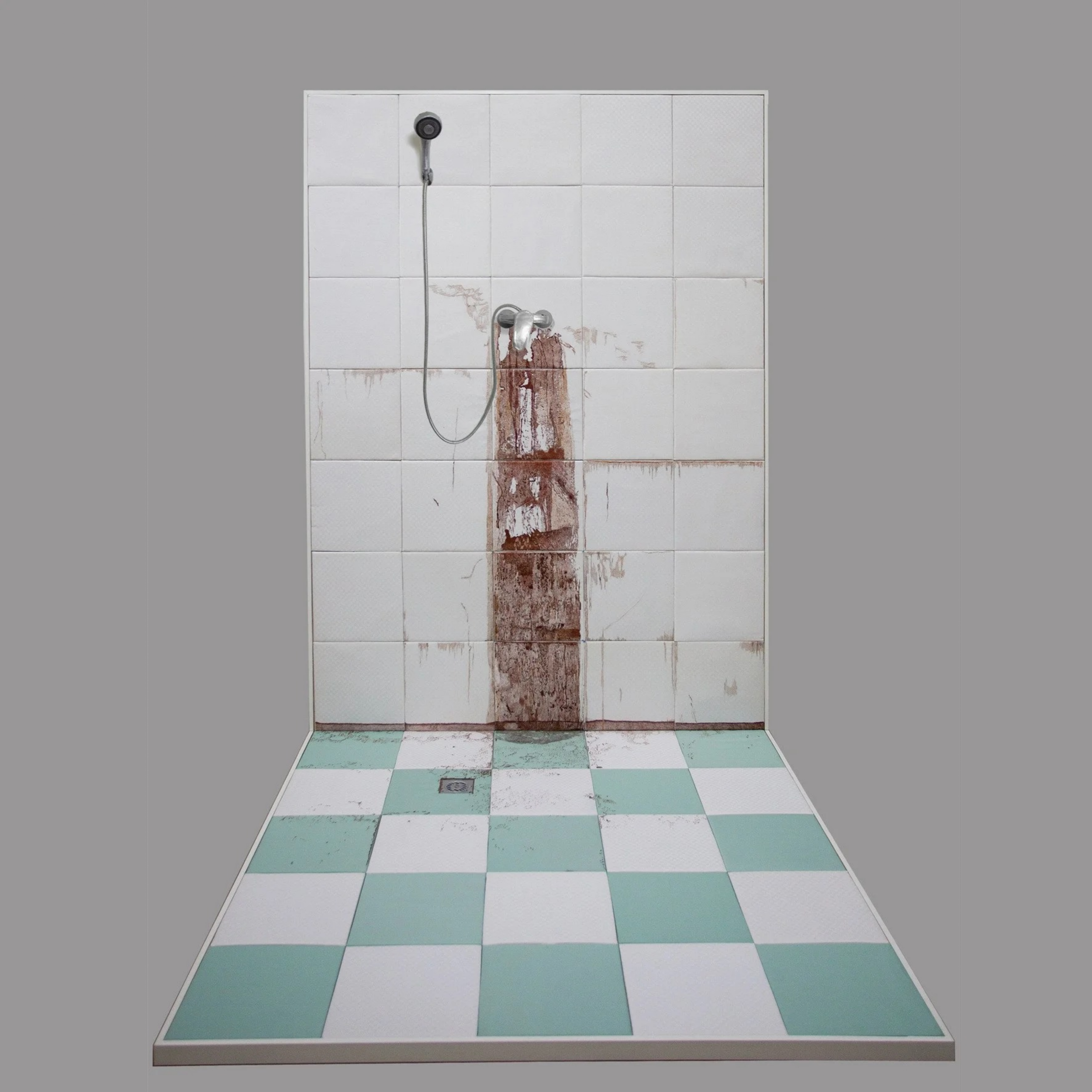  Gao Rong  Winter-Bathroom Wall 
 Embroidery, Cloth, Wooden Board, and Sponge 
 220 x 155 x 155cm, 2013 